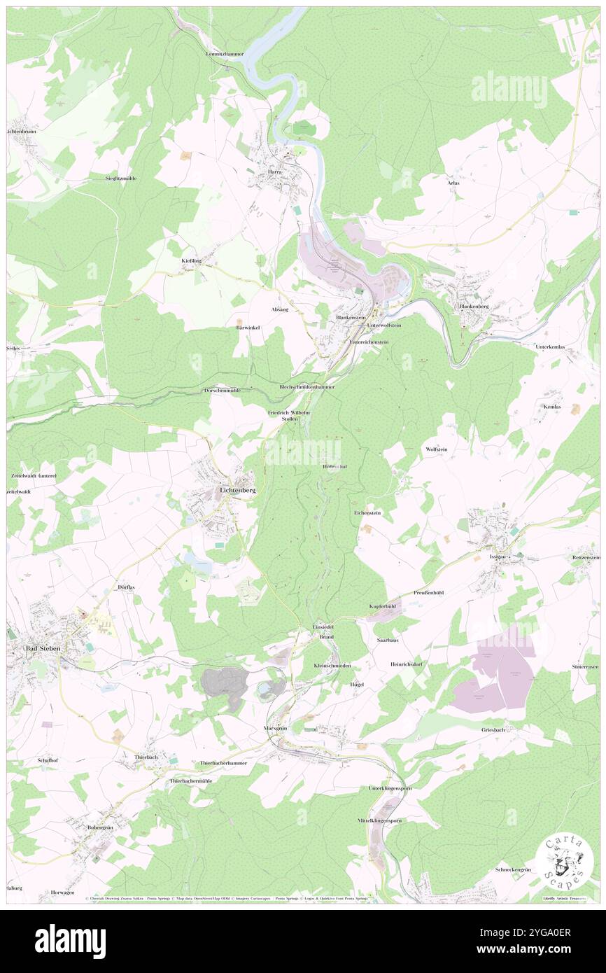 Kesselfels, DE, Germania, Turingia, N 50 23' 13'', N 11 41' 16'', mappa, Cartascapes Mappa pubblicata nel 2024. Esplora Cartascapes, una mappa che rivela i diversi paesaggi, culture ed ecosistemi della Terra. Viaggia attraverso il tempo e lo spazio, scoprendo l'interconnessione del passato, del presente e del futuro del nostro pianeta. Foto Stock