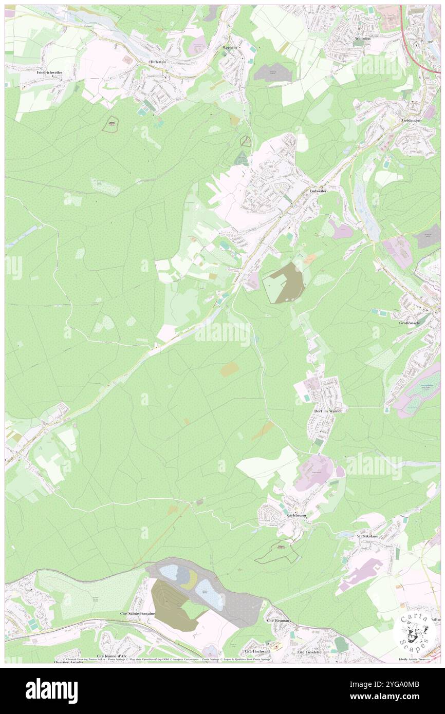 Foersterei Ludweiler, DE, Germania, Saarland, N 49 12' 7'', N 6 47' 31'', mappa, Cartascapes Mappa pubblicata nel 2024. Esplora Cartascapes, una mappa che rivela i diversi paesaggi, culture ed ecosistemi della Terra. Viaggia attraverso il tempo e lo spazio, scoprendo l'interconnessione del passato, del presente e del futuro del nostro pianeta. Foto Stock