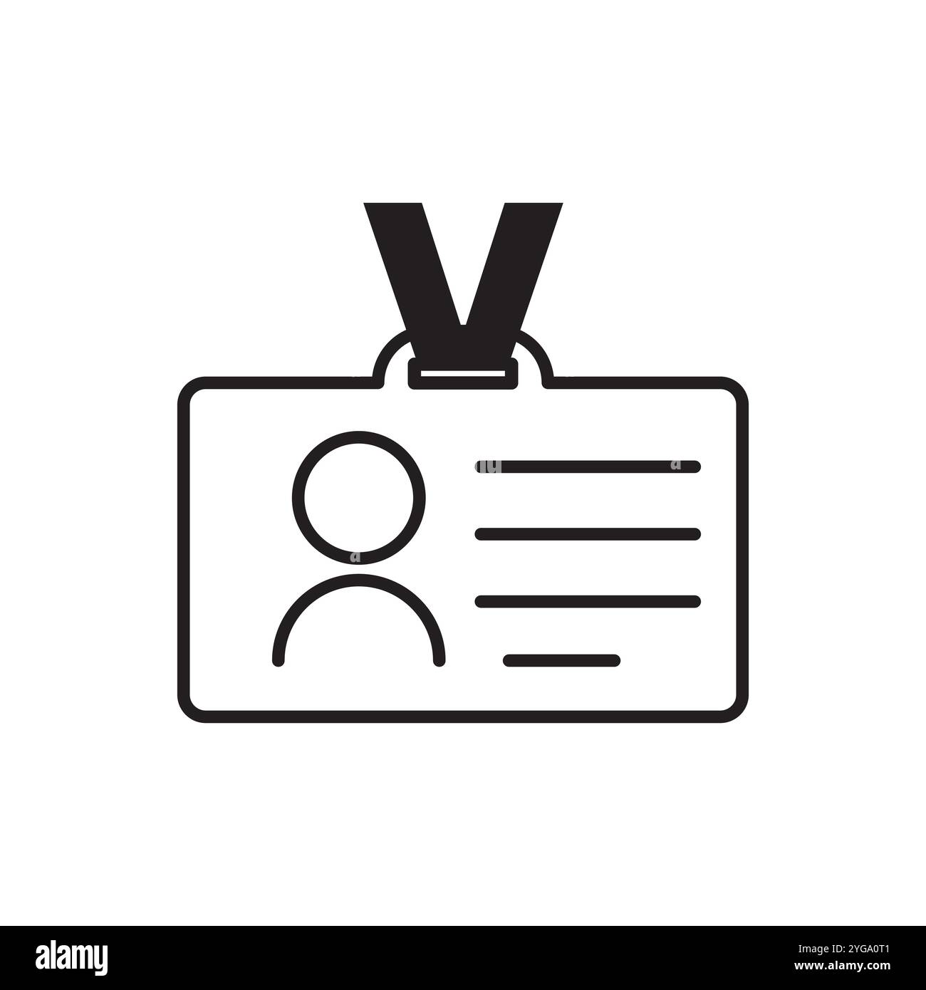Icona del badge ID. Vettore del simbolo di identificazione. Forma della carta dipendente. Etichetta nera del nome. Illustrazione Vettoriale