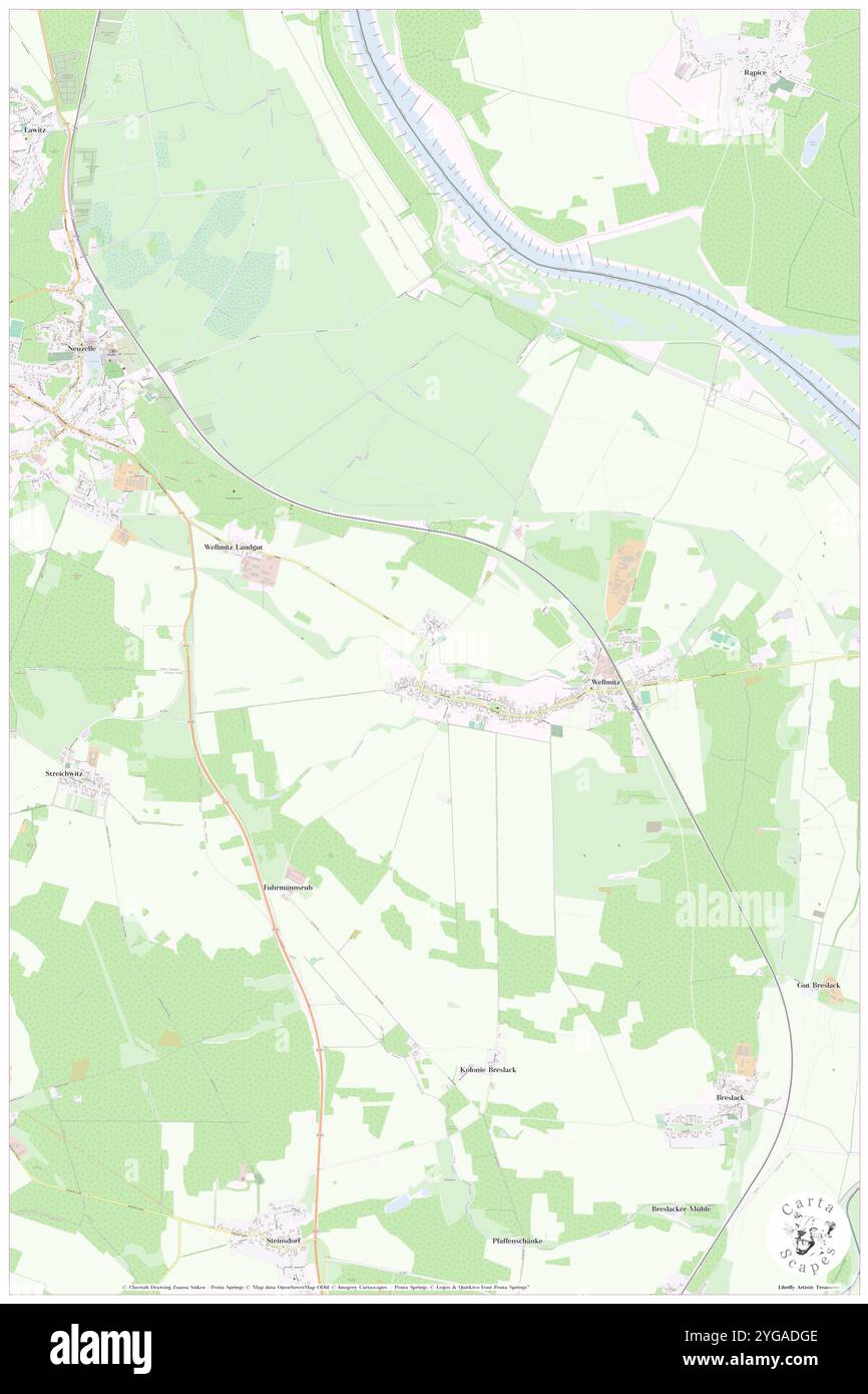 Wellmitz, DE, Germania, Brandeburgo, N 52 3' 56'', N 14 42' 32'', mappa, Cartascapes Mappa pubblicata nel 2024. Esplora Cartascapes, una mappa che rivela i diversi paesaggi, culture ed ecosistemi della Terra. Viaggia attraverso il tempo e lo spazio, scoprendo l'interconnessione del passato, del presente e del futuro del nostro pianeta. Foto Stock