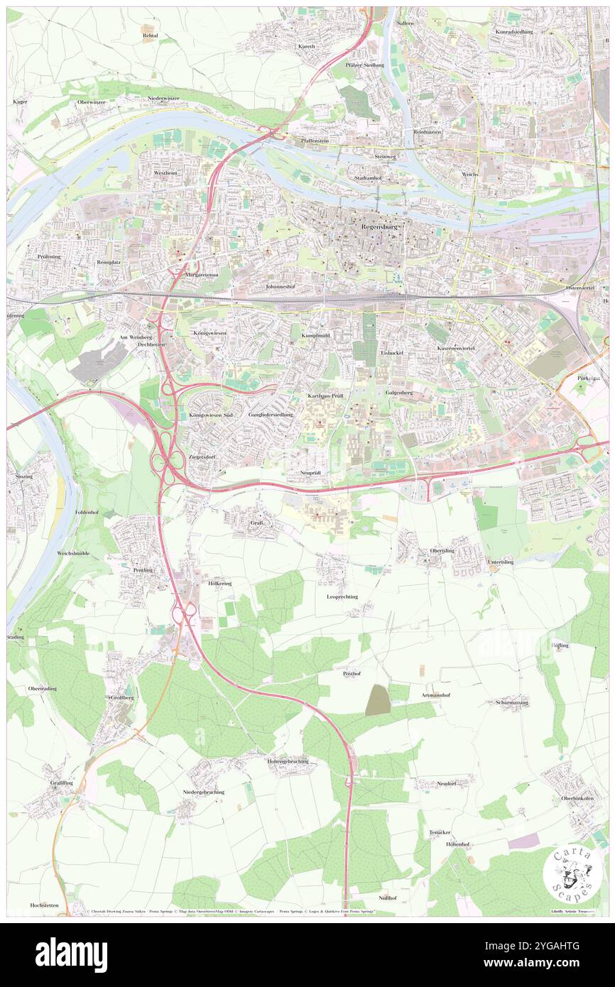 Regensburg-Neupruell, alto Palatinato, DE, Germania, Baviera, N 48 59' 37'', N 12 5' 7'', MAP, Cartascapes Map pubblicata nel 2024. Esplora Cartascapes, una mappa che rivela i diversi paesaggi, culture ed ecosistemi della Terra. Viaggia attraverso il tempo e lo spazio, scoprendo l'interconnessione del passato, del presente e del futuro del nostro pianeta. Foto Stock