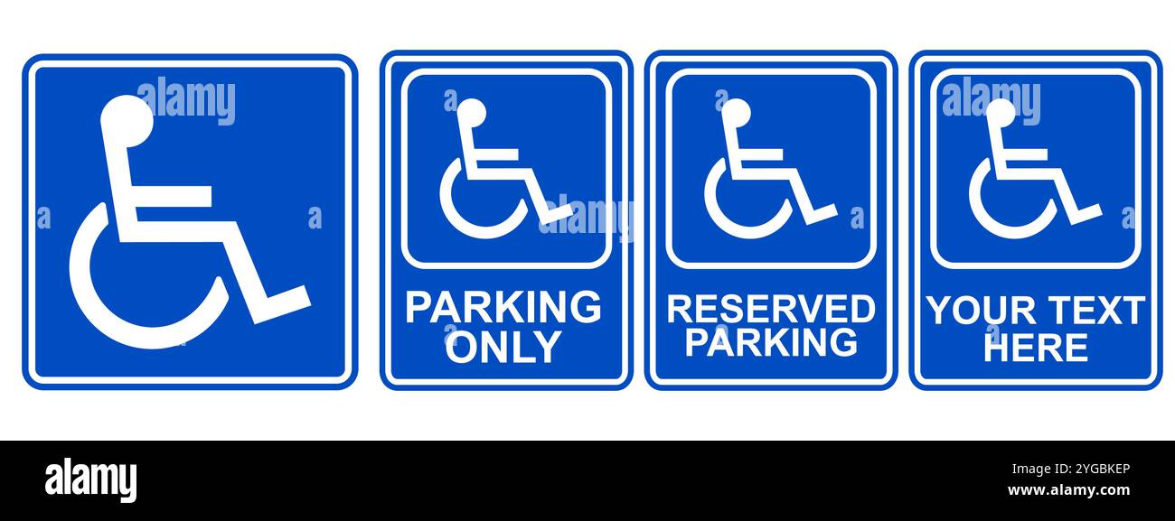 Segnaletica stradale disabilitata isolata su sfondo bianco Illustrazione Vettoriale