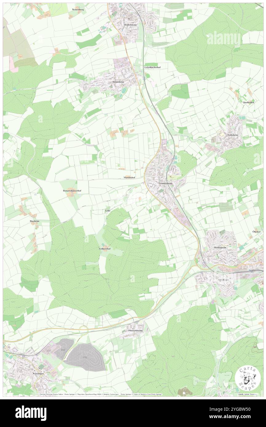 Gondelsheim, regione di Karlsruhe, DE, Germania, Baden-Wurttemberg, N 49 3' 33'', N 8 39' 29'', MAP, Cartascapes Map pubblicata nel 2024. Esplora Cartascapes, una mappa che rivela i diversi paesaggi, culture ed ecosistemi della Terra. Viaggia attraverso il tempo e lo spazio, scoprendo l'interconnessione del passato, del presente e del futuro del nostro pianeta. Foto Stock