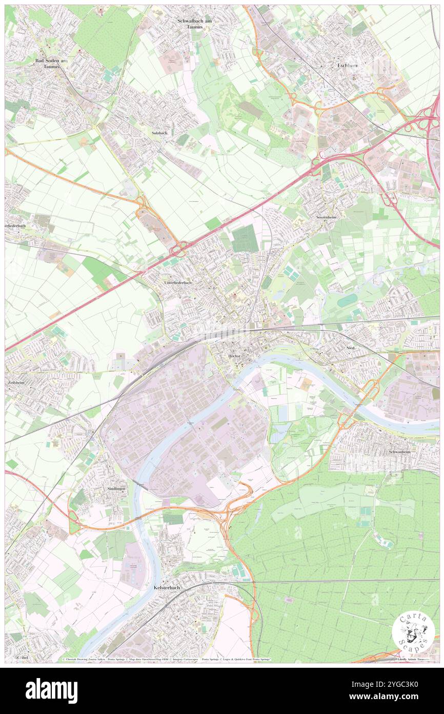 Bahnhof Frankfurt-Hoechst, Regierungsbezirk Darmstadt, DE, Germania, Assia, N 50 6' 10'', N 8 32' 33'', MAP, Cartascapes Map pubblicata nel 2024. Esplora Cartascapes, una mappa che rivela i diversi paesaggi, culture ed ecosistemi della Terra. Viaggia attraverso il tempo e lo spazio, scoprendo l'interconnessione del passato, del presente e del futuro del nostro pianeta. Foto Stock