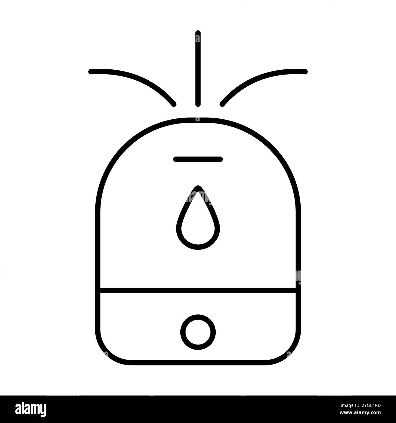 Icona minimalista di un deumidificatore, ideale per il comfort della casa e i temi della qualità dell'aria. Perfetto per applicazioni, siti Web o progetti incentrati sugli elettrodomestici Illustrazione Vettoriale
