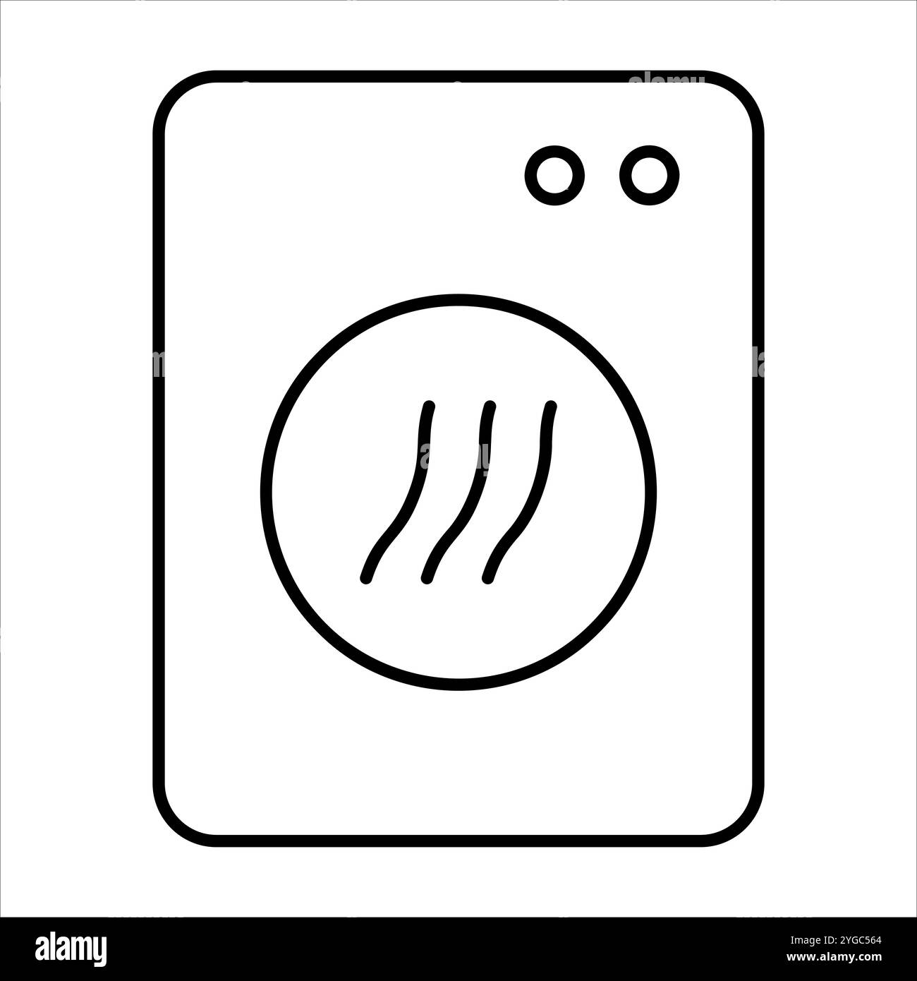 Semplice icona piatta di un'asciugatrice, caratterizzata da un design minimalista con linee pulite e forme essenziali. Ideale per interfacce utente e icone di app. Illustrazione Vettoriale