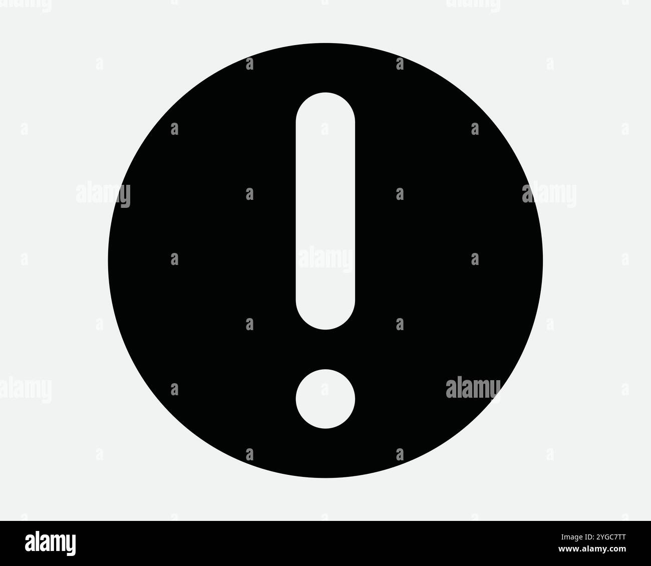 Cerchio di attenzione punto esclamativo punto di riferimento informazioni importanti avvertenza avvertenza pericolo pericolo pericolo icona segnale di avvertenza di sicurezza profilo SVG vettore bianco e nero Illustrazione Vettoriale