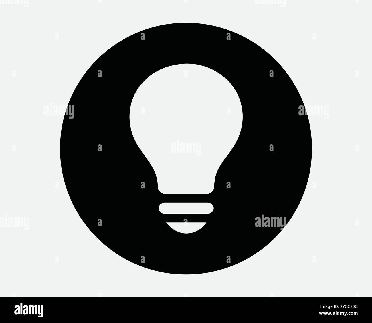 Lampadina rotonda lampadina circolare lampadina circolare potenza elettrica idea creativa ispirazione innovazione creatività icona creatività forma segno contorno linea Vector nero bianco Illustrazione Vettoriale