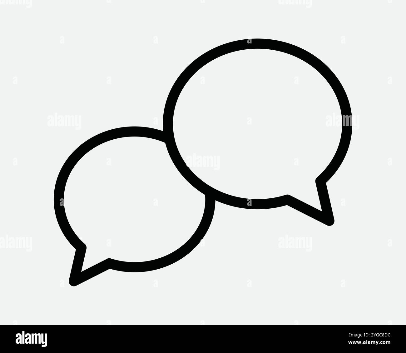 Conversazione conversazione conversazione messaggio bolla comunicare dibattito parlare parlare parlare Gossip pallone discutere icona forma linea contorno nero bianco vettore Illustrazione Vettoriale