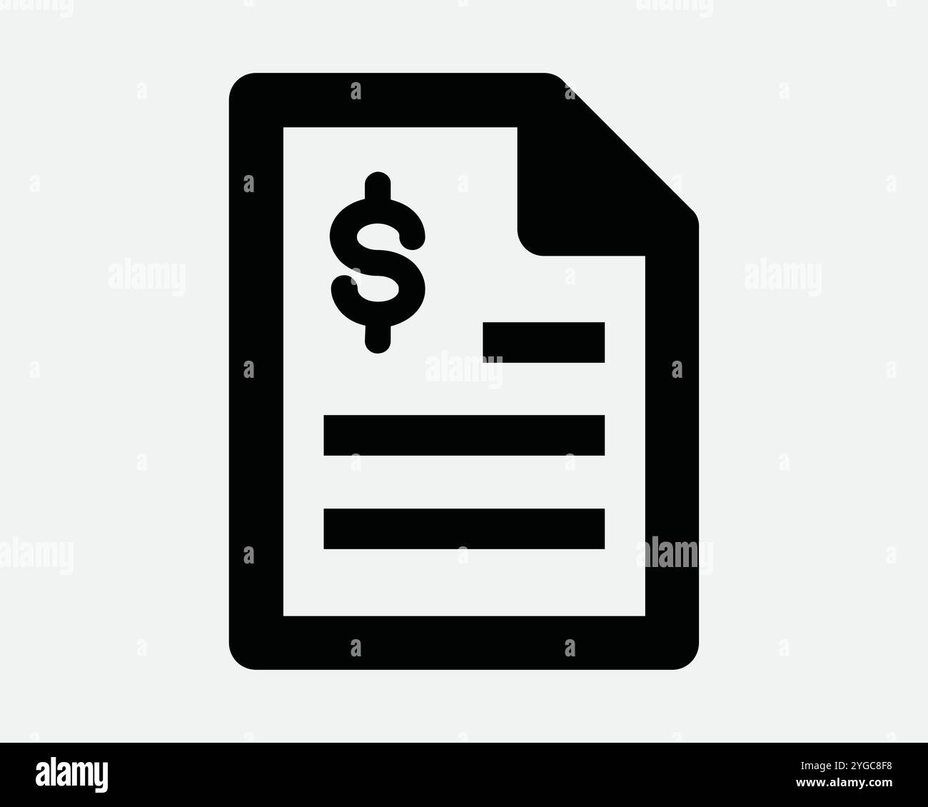 Documento finanziario Report di ricevuta finanziaria carta contabile di bilancio modulo fiscale fattura pagamento Dollaro icona commerciale contorno della forma del cartello Nero bianco VECTO Illustrazione Vettoriale