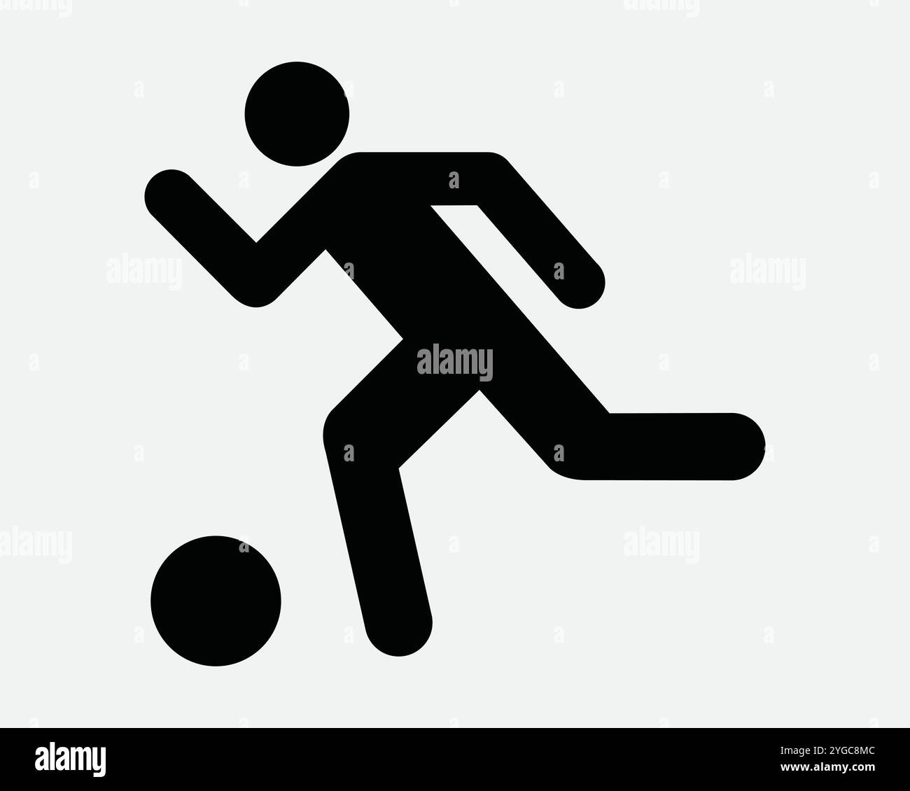 Calcio giocatore di calcio atleta Sport giocare correre correre dribbling Sprint Competition League segno di calcio forma dell'icona contorno Black White Vector Illustrazione Vettoriale