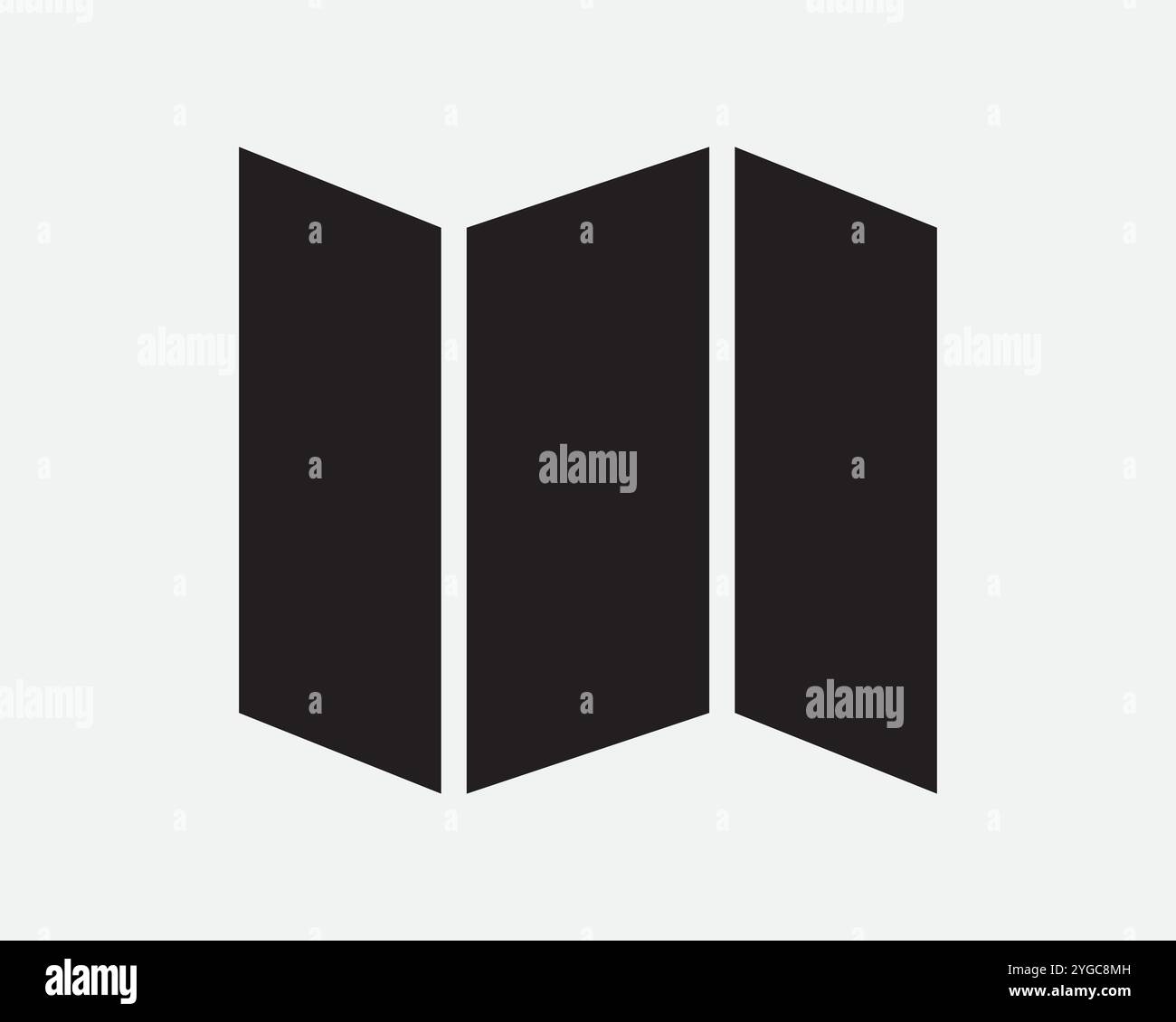 Pieghevole Brocher opuscolo pagina mappa Guida piega carta piegata Stampa documento presentazione rivista icona segno contorno nero bianco forma vettoriale Illustrazione Vettoriale