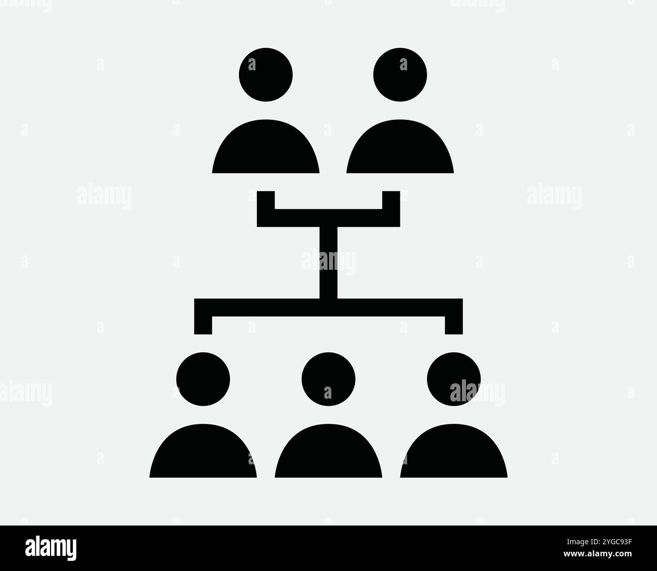 Family Tree Network Genealogy Teamwork Team Organizzazione struttura leader diagramma di flusso connessione segno vettoriale bianco nero profilo icona Illustrazione Vettoriale