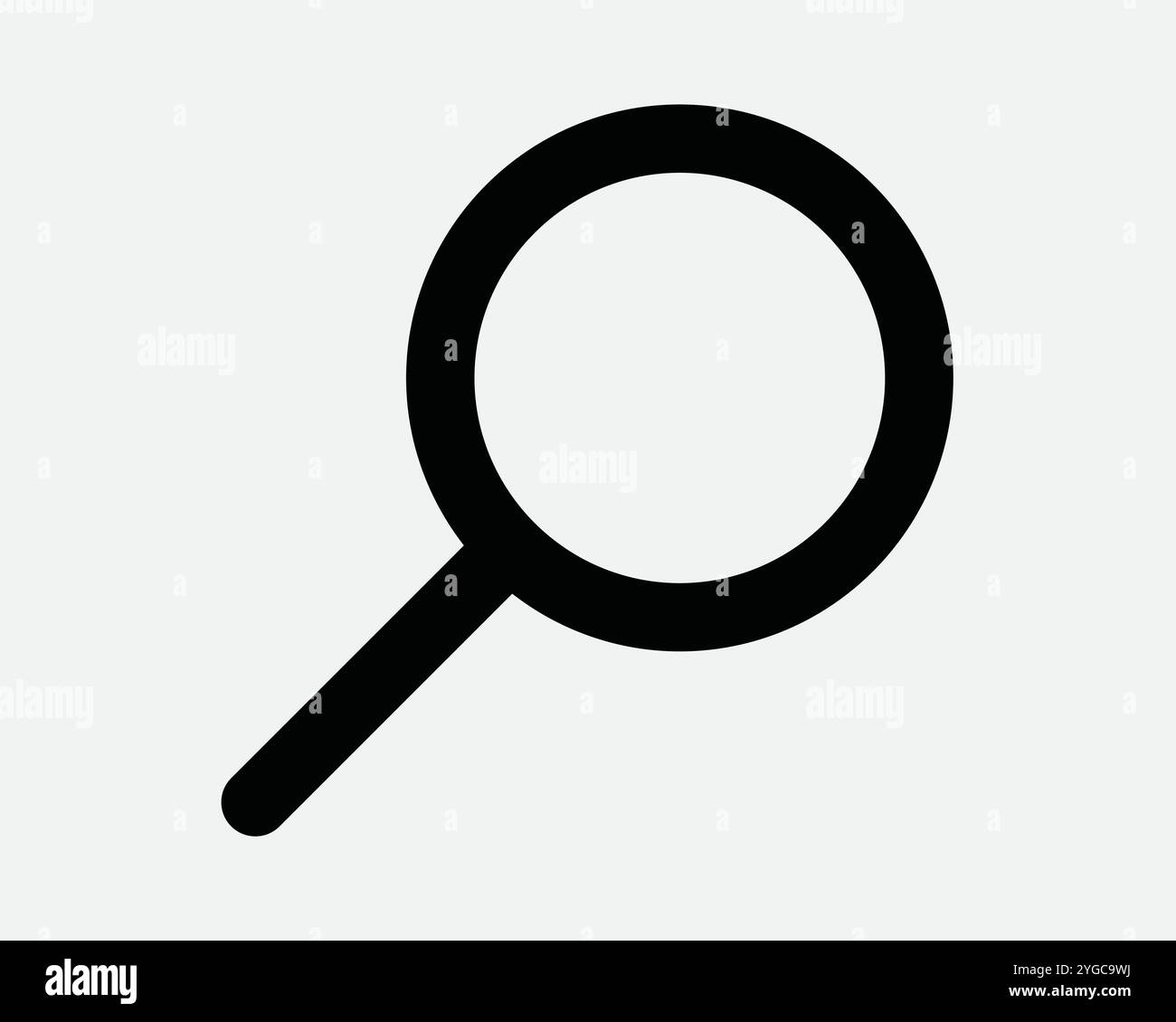 Ricerca ricerca ricerca ricerca ricerca obiettivo lente in vetro con lente d'ingrandimento Guarda indagare ricercare esplorare ingrandire Zoom indagare contorno icona Sign Line Nero bianco VE Illustrazione Vettoriale