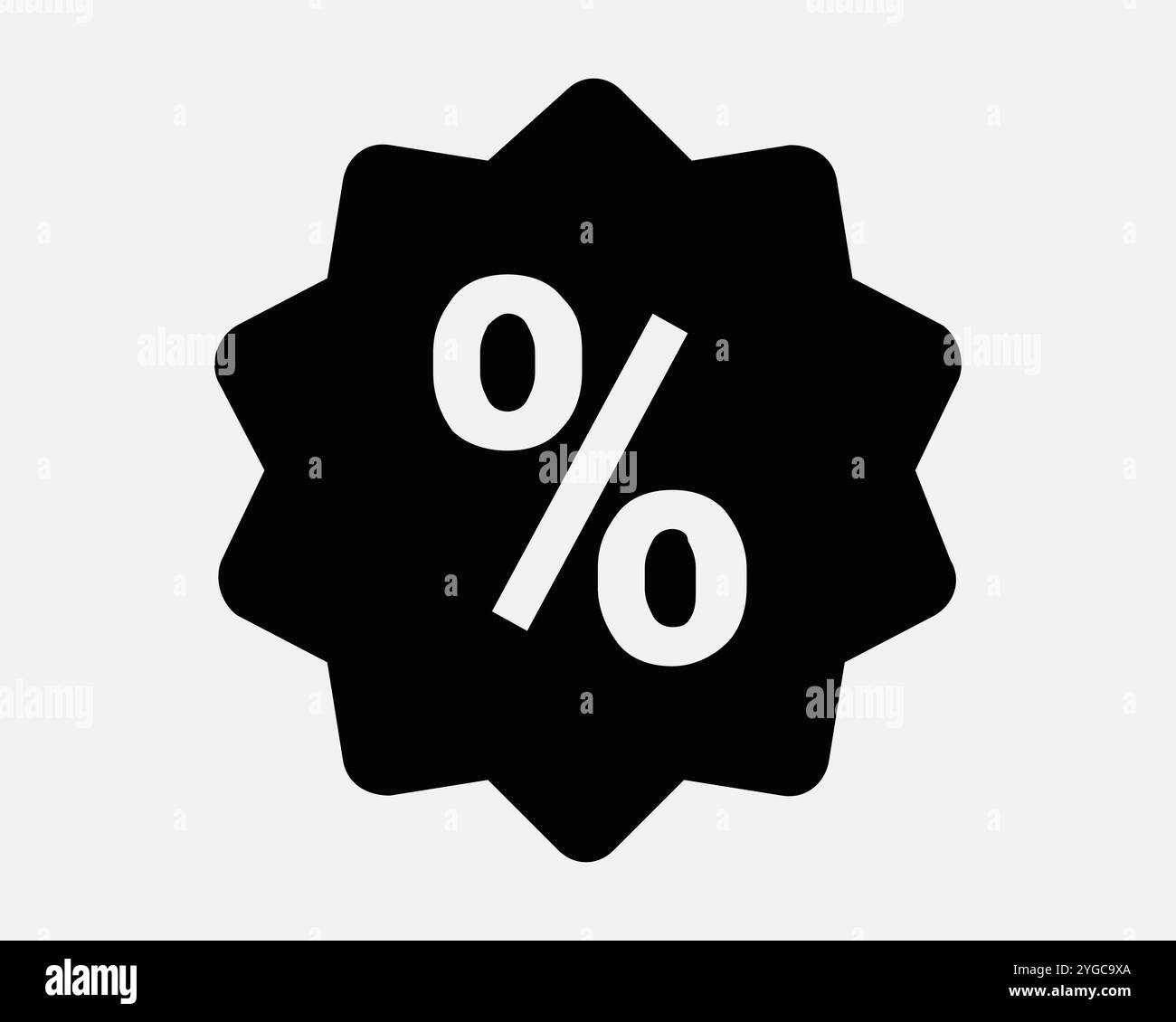 Percentuale di sconto sconto di vendita promozione del punto vendita offerta di chiusura etichetta a buon mercato promozione insegna di marketing Acquista icona profilo forma SVG vettore bianco nero Illustrazione Vettoriale