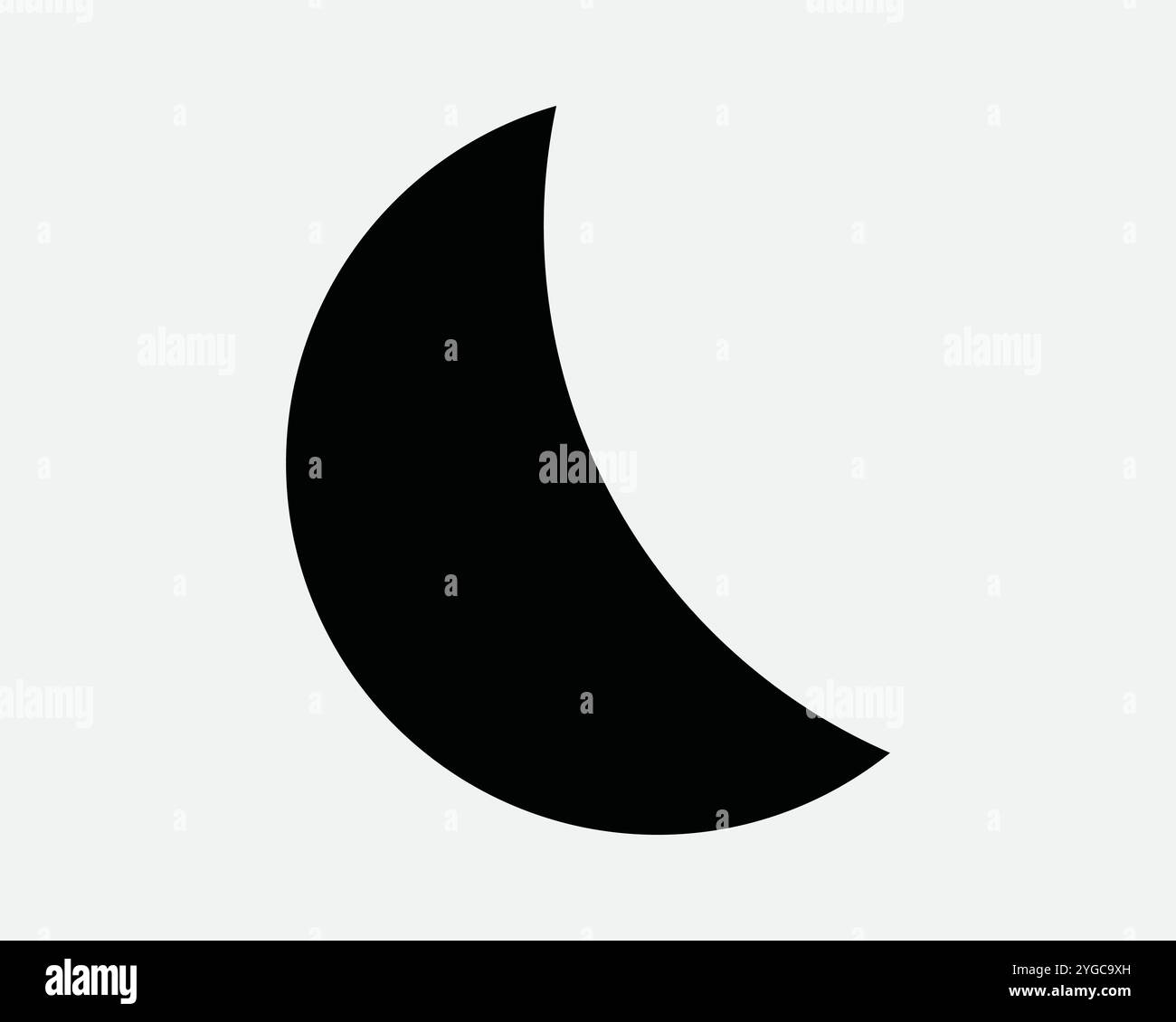 Moon Crescent Astronomy Night Sky Shadow silhouette Islam religione musulmana Planet Astrology icona al chiaro di luna Sign Line Outline Black White Vector Shape Illustrazione Vettoriale