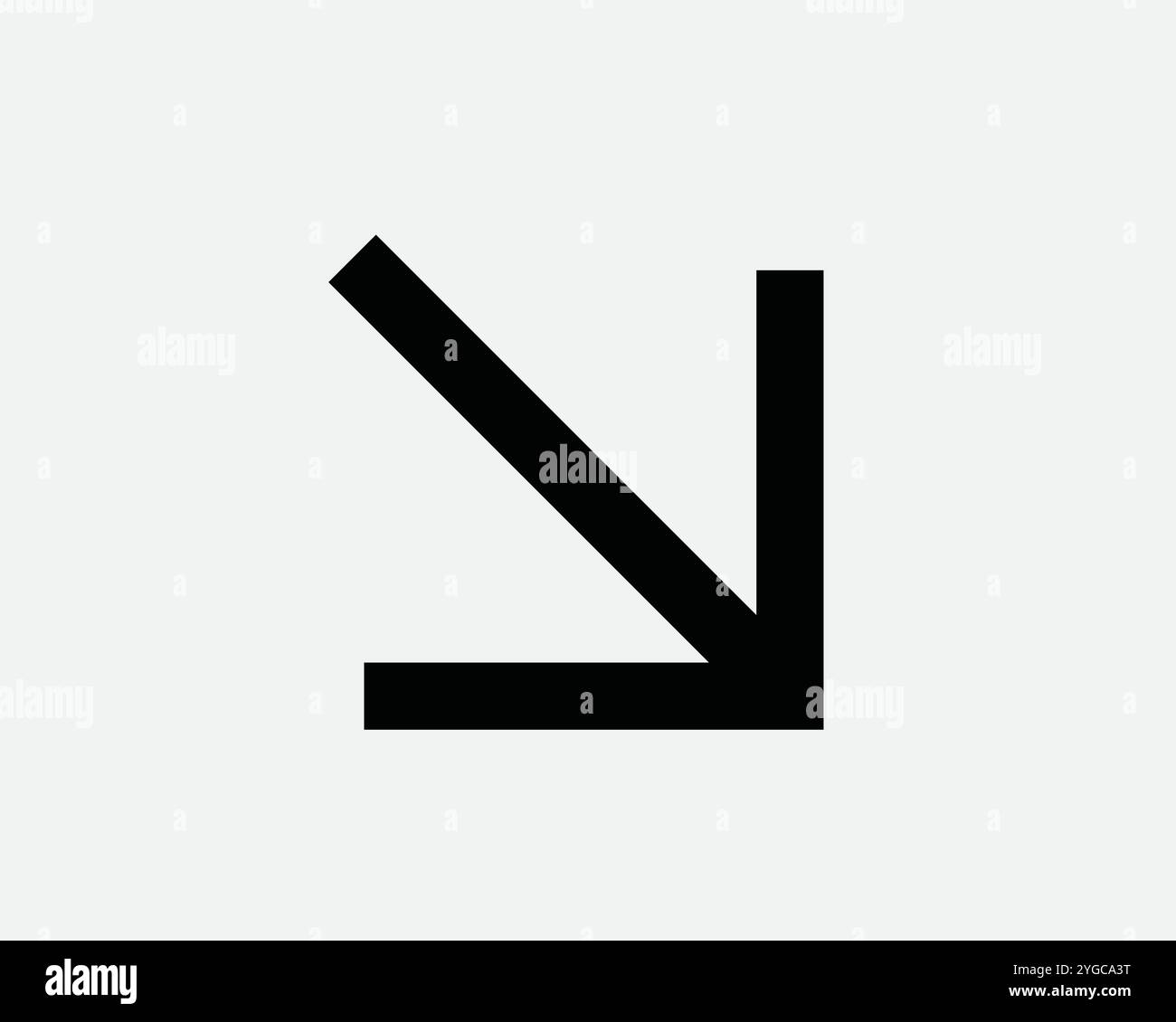 Puntatore di puntamento sud-est freccia punto freccia posizione navigazione percorso di uscita segno di puntamento SVG profilo dell'icona Vector bianco nero Illustrazione Vettoriale