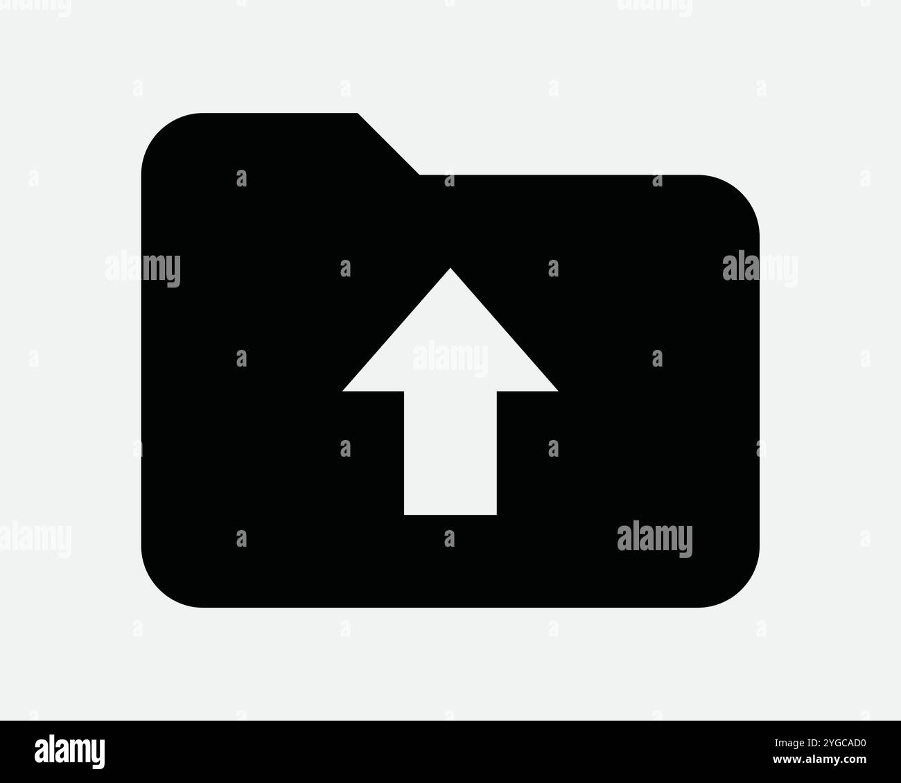 Carica su carica cartella file carta archiviazione caricamento Allega Invia Salva Cloud computer digitale Net SVG Sign icona forma contorno vettore bianco e nero Illustrazione Vettoriale