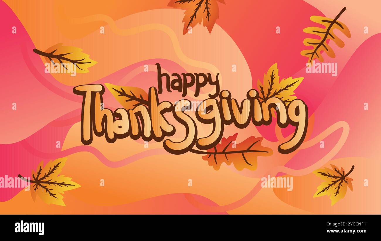 Banner dell'offerta speciale del Ringraziamento con sfondo arancione. illustrazione vettoriale modello dimensioni pagina web Illustrazione Vettoriale