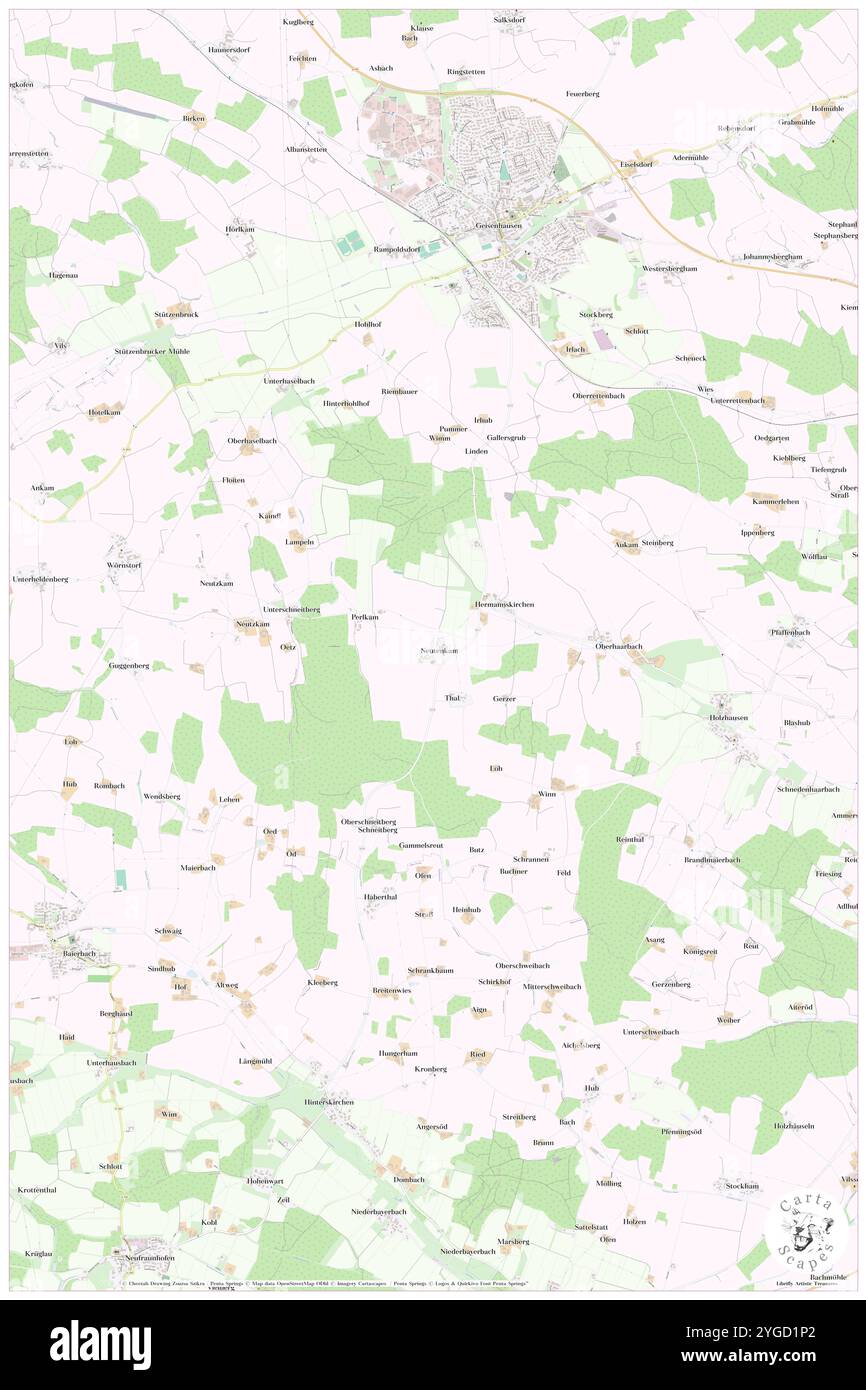 Perlkam, bassa Baviera, DE, Germania, Baviera, N 48 26' 23''', N 12 14' 59'', MAP, Cartascapes Map pubblicata nel 2024. Esplora Cartascapes, una mappa che rivela i diversi paesaggi, culture ed ecosistemi della Terra. Viaggia attraverso il tempo e lo spazio, scoprendo l'interconnessione del passato, del presente e del futuro del nostro pianeta. Foto Stock