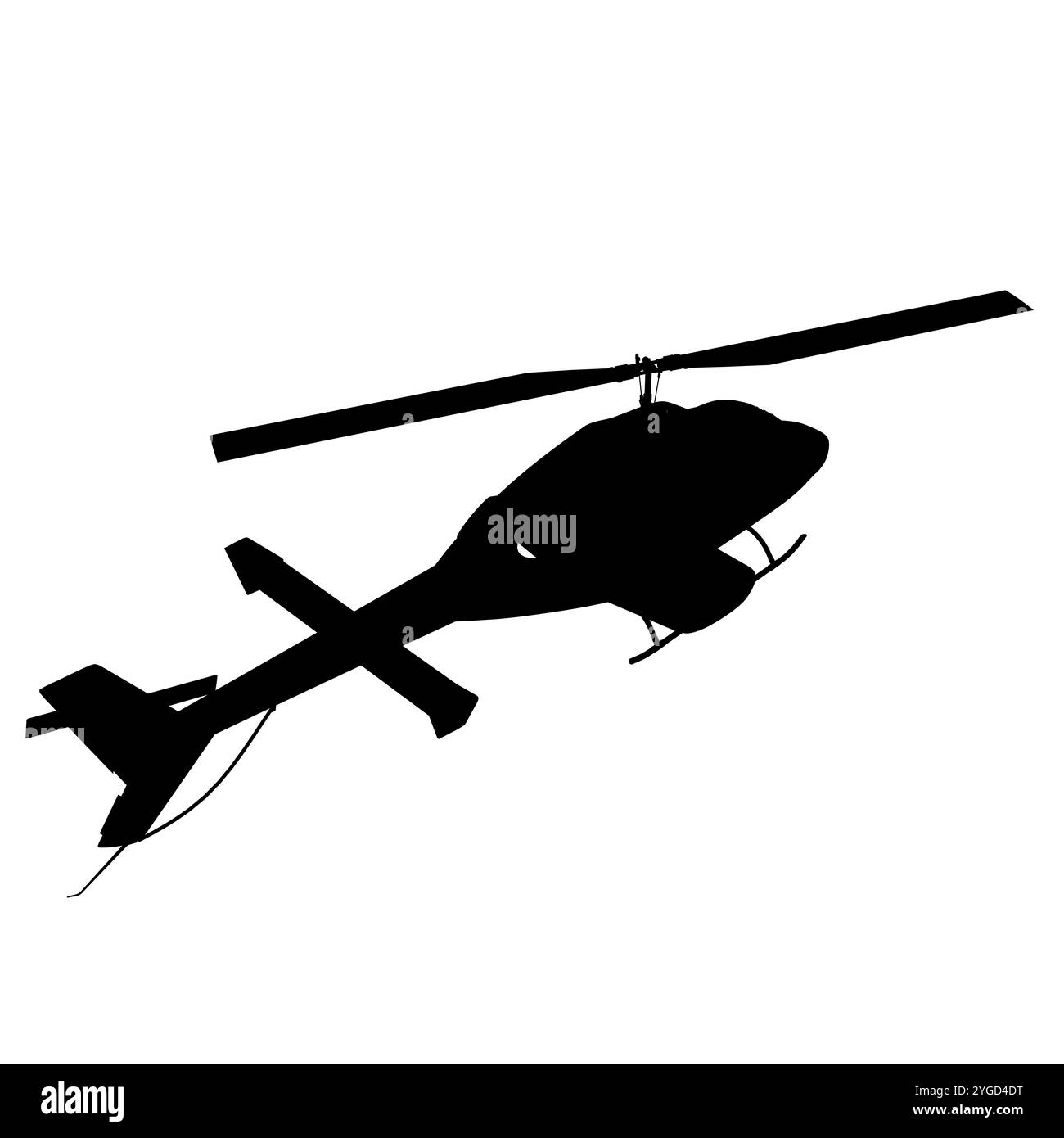 Silhouette nera per elicotteri. Illustrazione vettoriale dell'icona di rame isolata su sfondo bianco Illustrazione Vettoriale