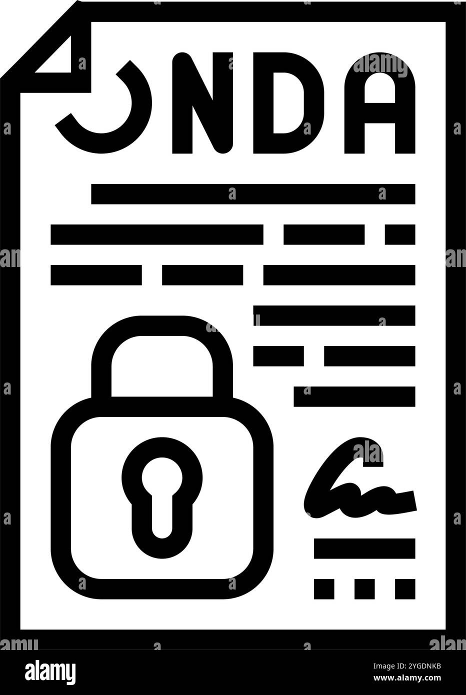 illustrazione vettoriale dell'icona della linea del diritto societario del contratto di riservatezza Illustrazione Vettoriale