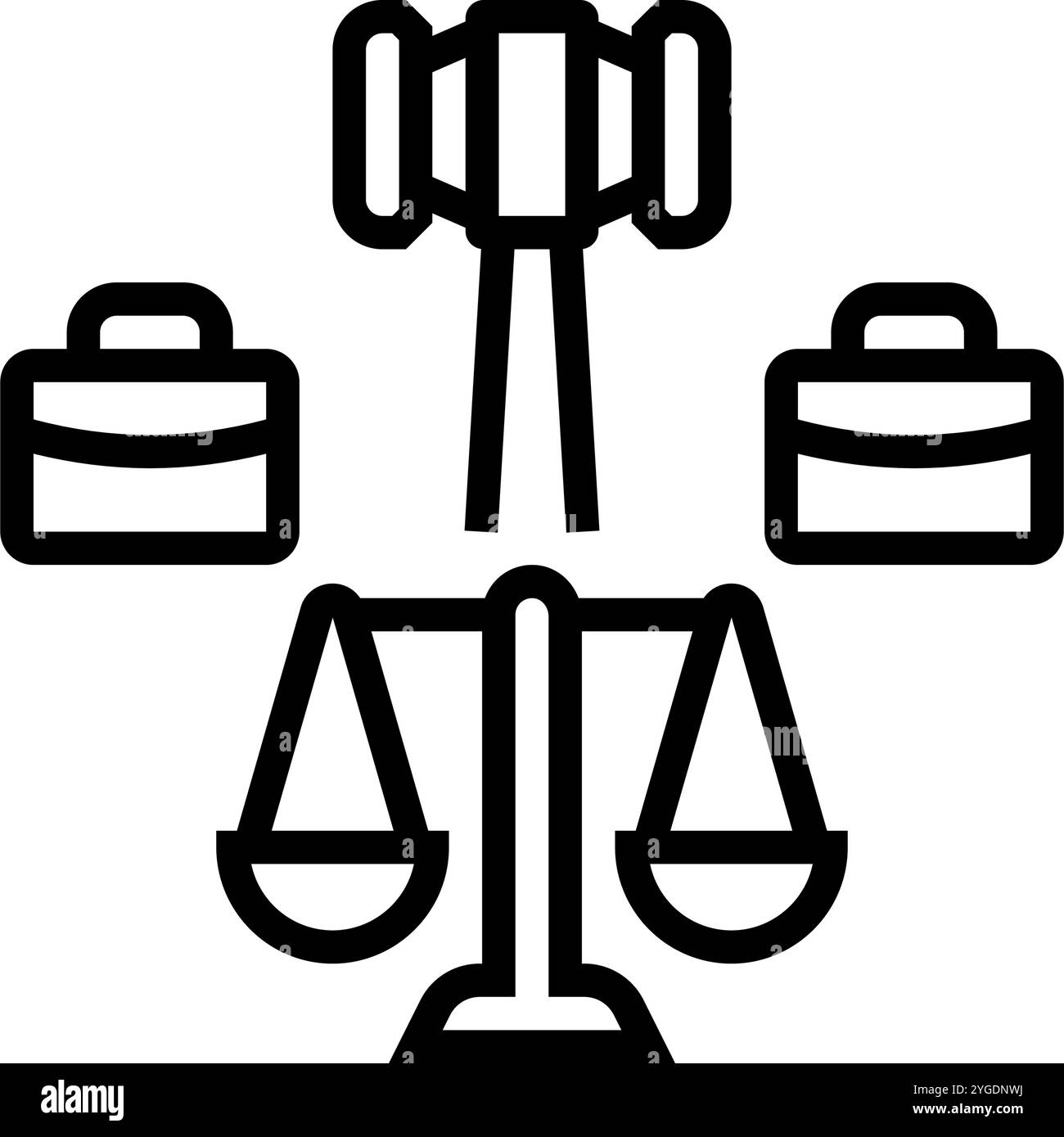 illustrazione vettoriale dell'icona della linea di legge aziendale per il contenzioso aziendale Illustrazione Vettoriale
