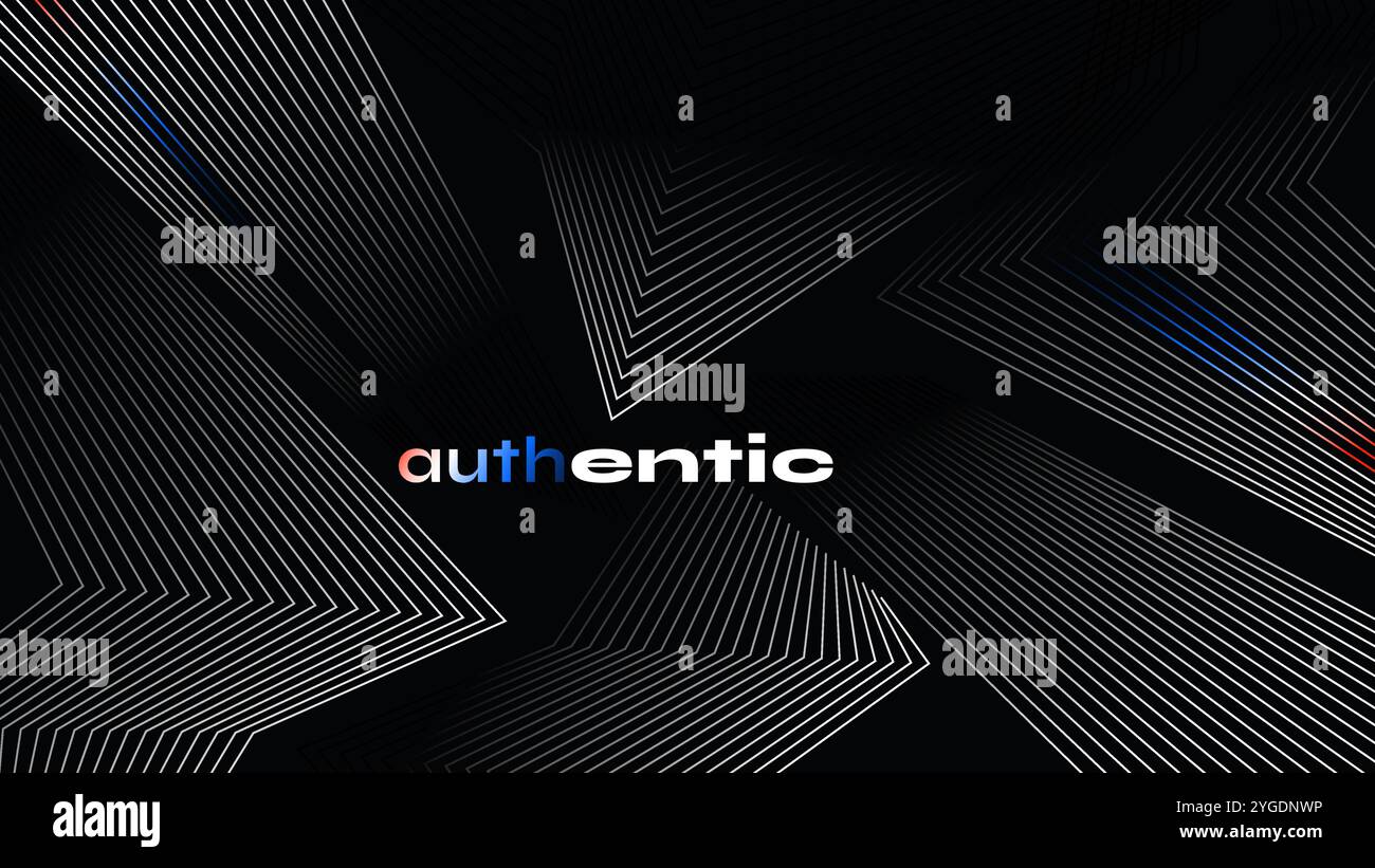 Elegante sfondo astratto e futuristico con linee geometriche su sfondo nero. Moderno modello di design per banner o copertina Illustrazione Vettoriale