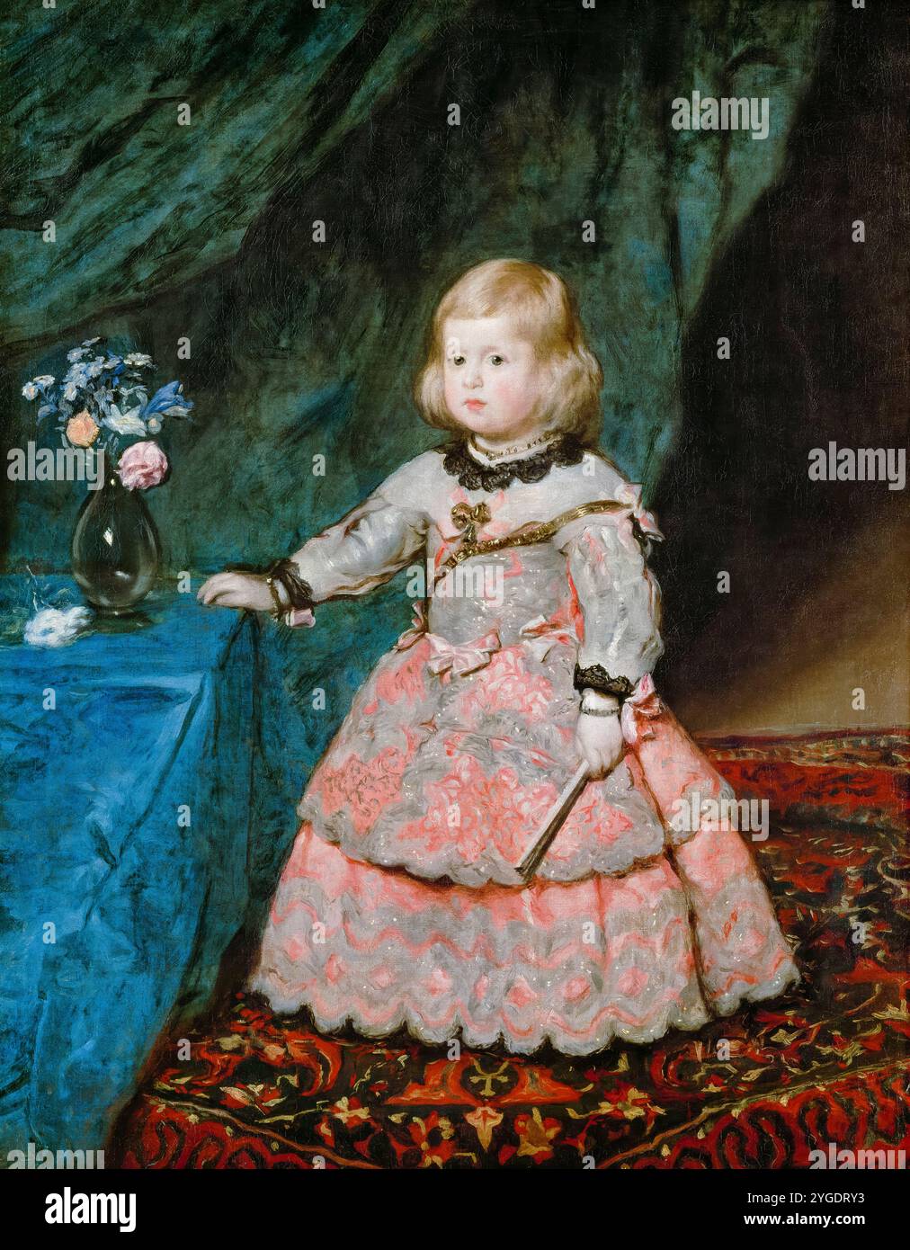 L'infanta Margarita Teresa di Spagna (1651-1673) in abito rosa, ritratto a olio su tela di Diego Velazquez, 1653-1654 Foto Stock