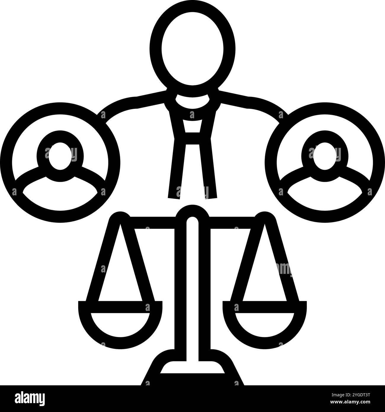 illustrazione vettoriale dell'icona della linea di diritto aziendale di arbitrato Illustrazione Vettoriale