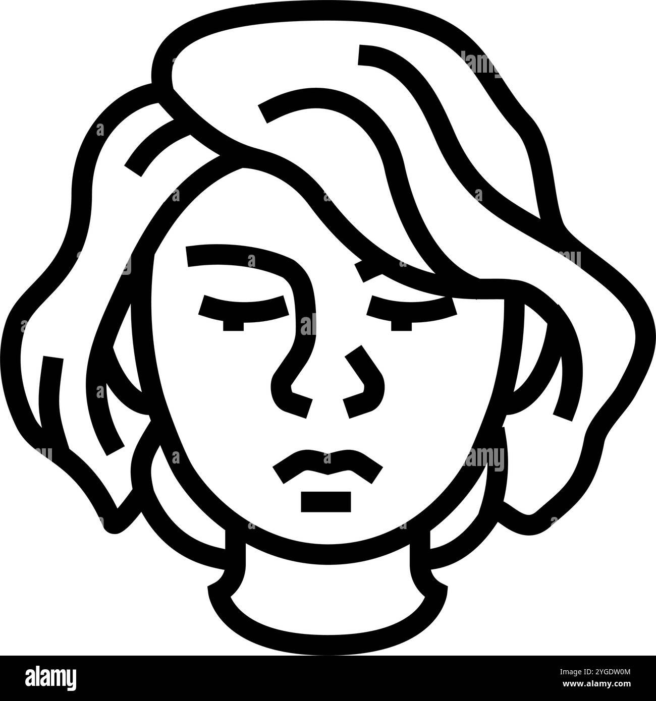 illustrazione vettoriale dell'icona della linea di espressione di shame woman Illustrazione Vettoriale