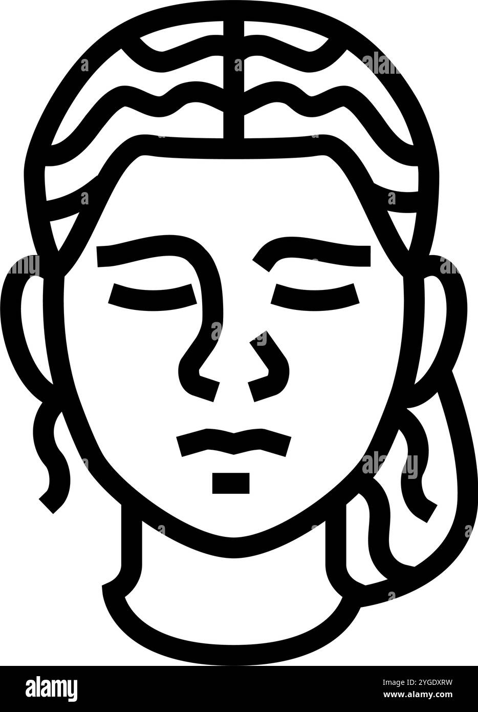 illustrazione vettoriale dell'icona della linea di espressione della donna del dolore Illustrazione Vettoriale