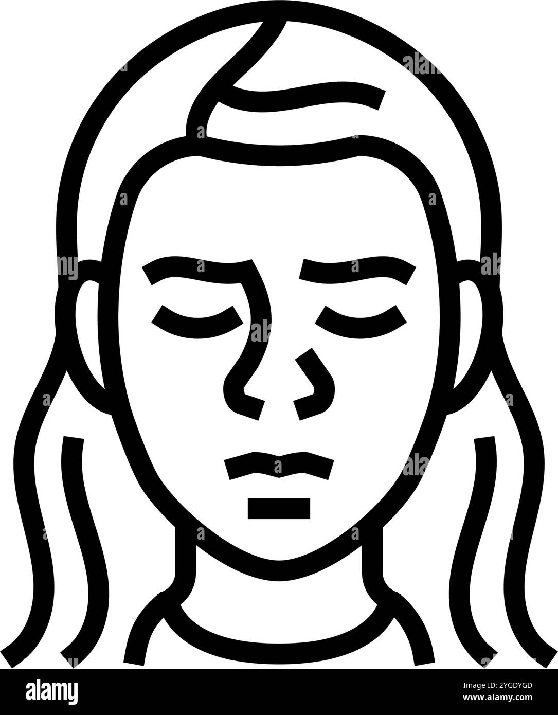 illustrazione vettoriale dell'icona della linea di espressione della donna angoscia Illustrazione Vettoriale