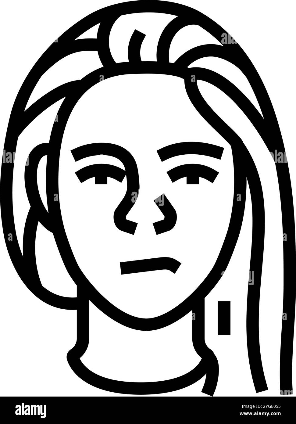 illustrazione vettoriale dell'icona della linea di espressione della donna di frustrazione Illustrazione Vettoriale