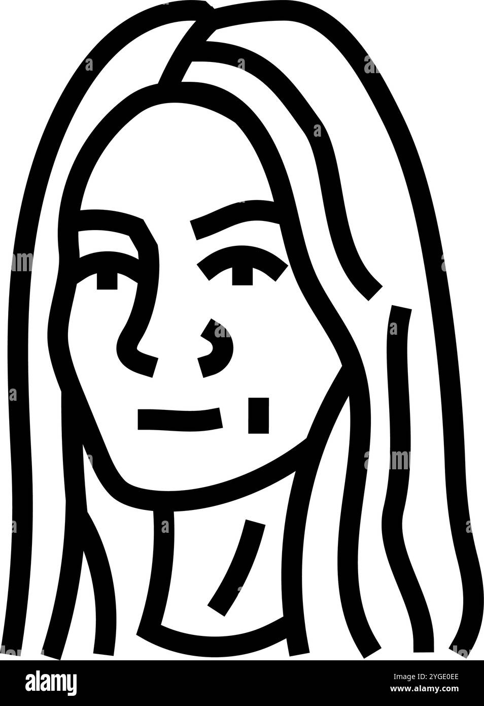 immagine vettoriale dell'icona della linea di espressione della donna sicura di sé Illustrazione Vettoriale