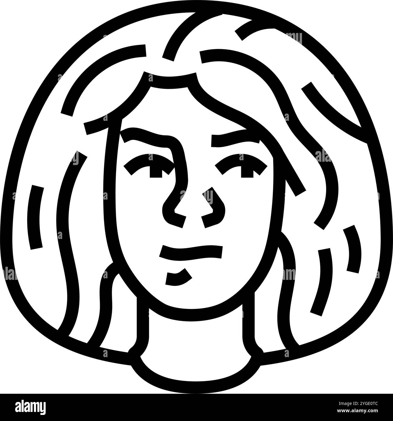 illustrazione vettoriale dell'icona della linea di espressione della donna di senso di colpa Illustrazione Vettoriale