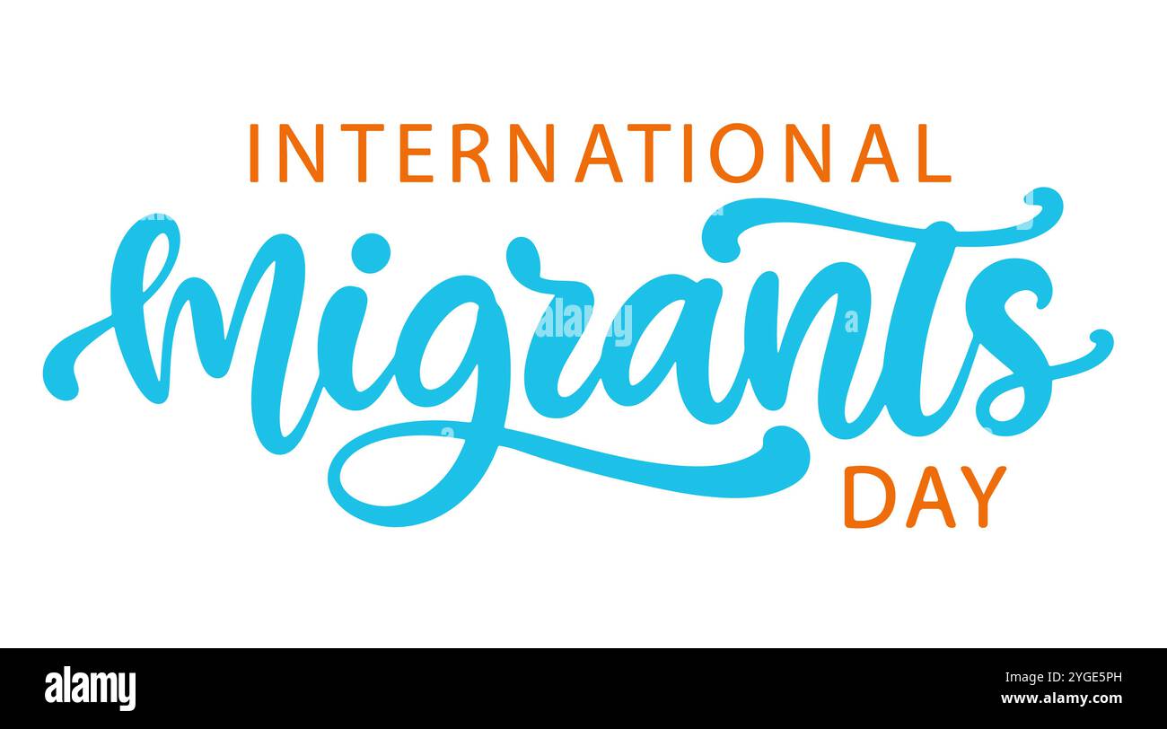 Striscione per lettere della giornata internazionale dei migranti Illustrazione Vettoriale