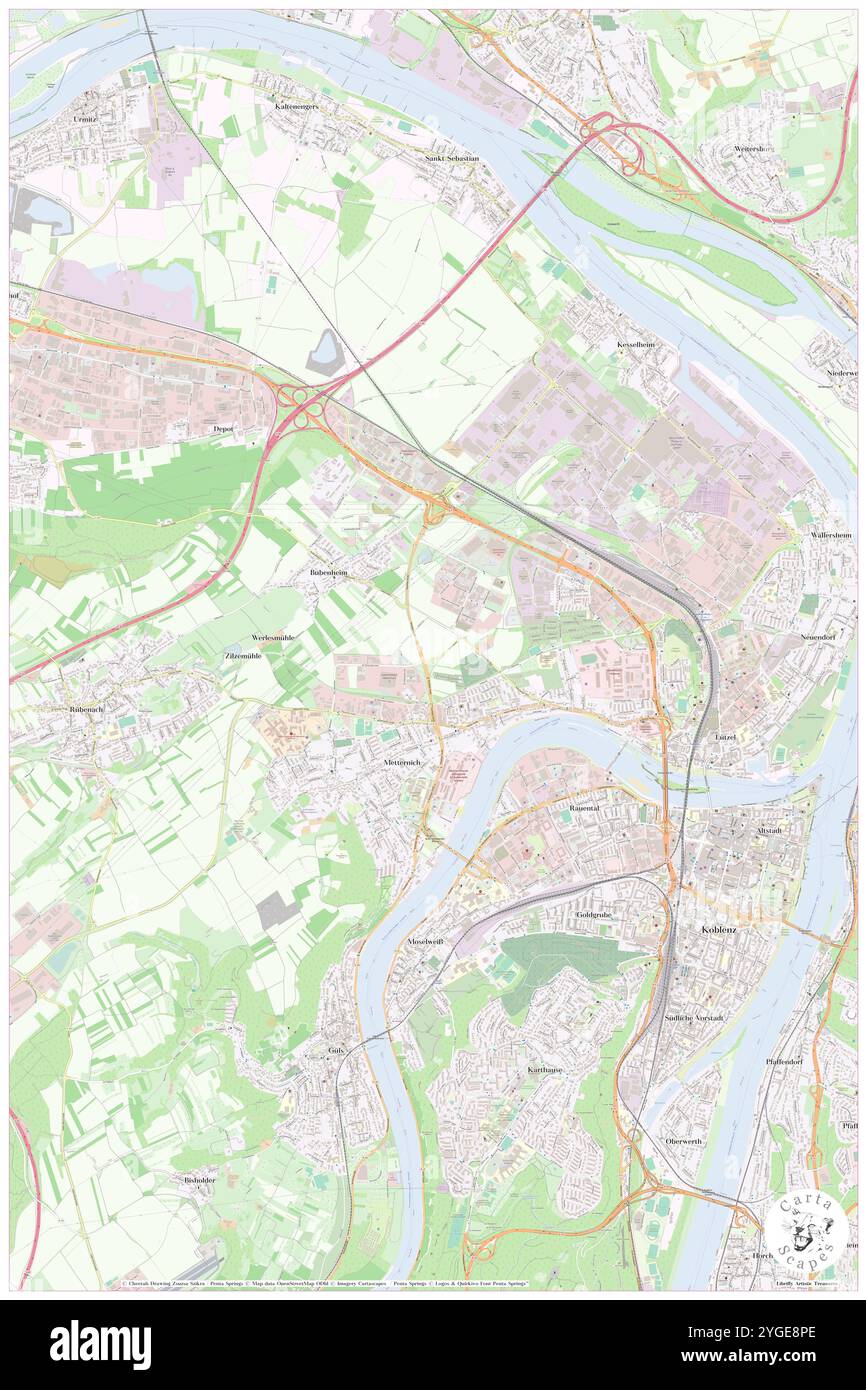 Mittelrhein, DE, Germania, Rheinland-Pfalz, N 50 22' 28'', N 7 33' 37'', mappa, Cartascapes Mappa pubblicata nel 2024. Esplora Cartascapes, una mappa che rivela i diversi paesaggi, culture ed ecosistemi della Terra. Viaggia attraverso il tempo e lo spazio, scoprendo l'interconnessione del passato, del presente e del futuro del nostro pianeta. Foto Stock