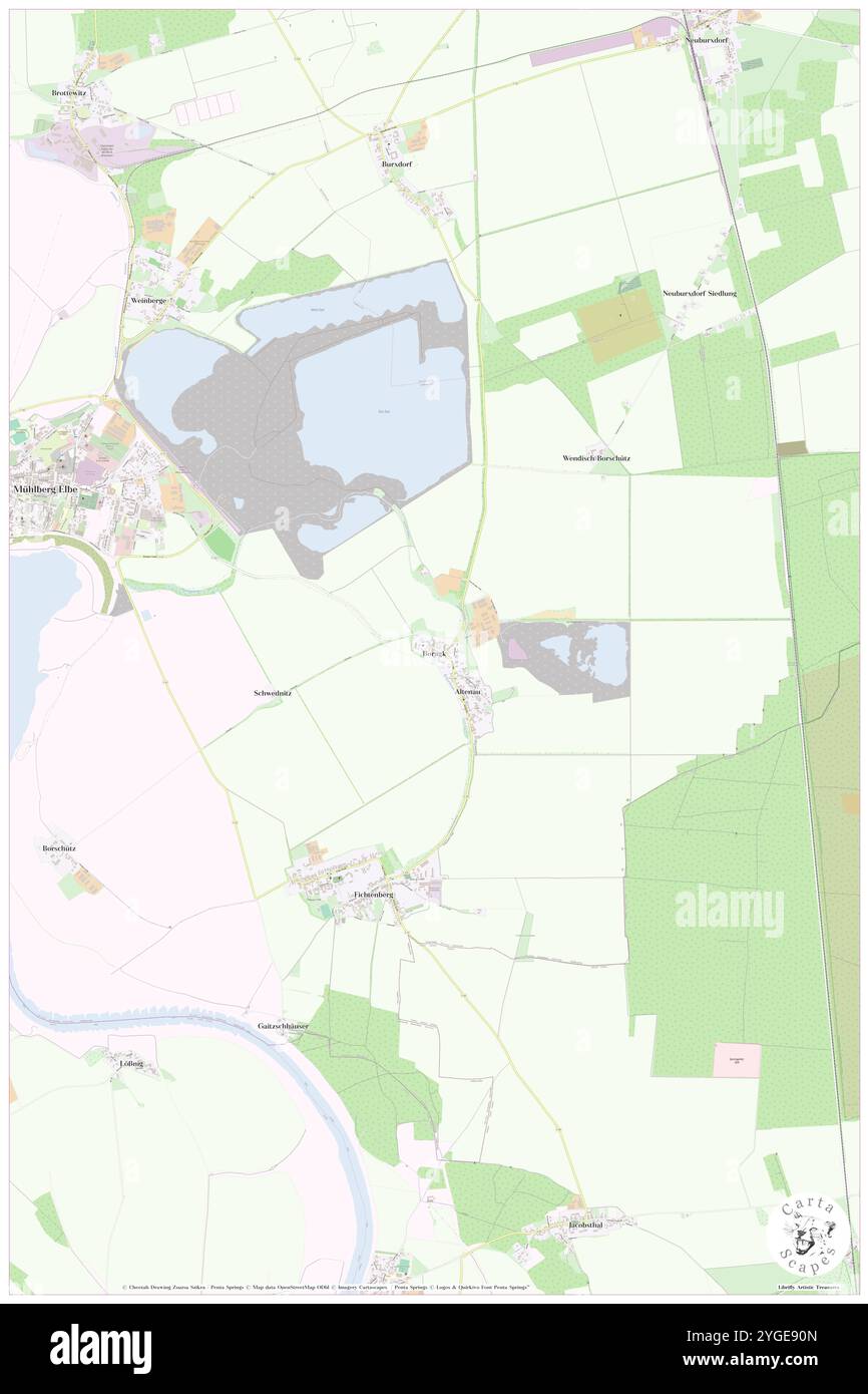 Boragk, DE, Germania, Brandeburgo, N 51 25' 20'', N 13 15' 48'', mappa, Cartascapes Mappa pubblicata nel 2024. Esplora Cartascapes, una mappa che rivela i diversi paesaggi, culture ed ecosistemi della Terra. Viaggia attraverso il tempo e lo spazio, scoprendo l'interconnessione del passato, del presente e del futuro del nostro pianeta. Foto Stock