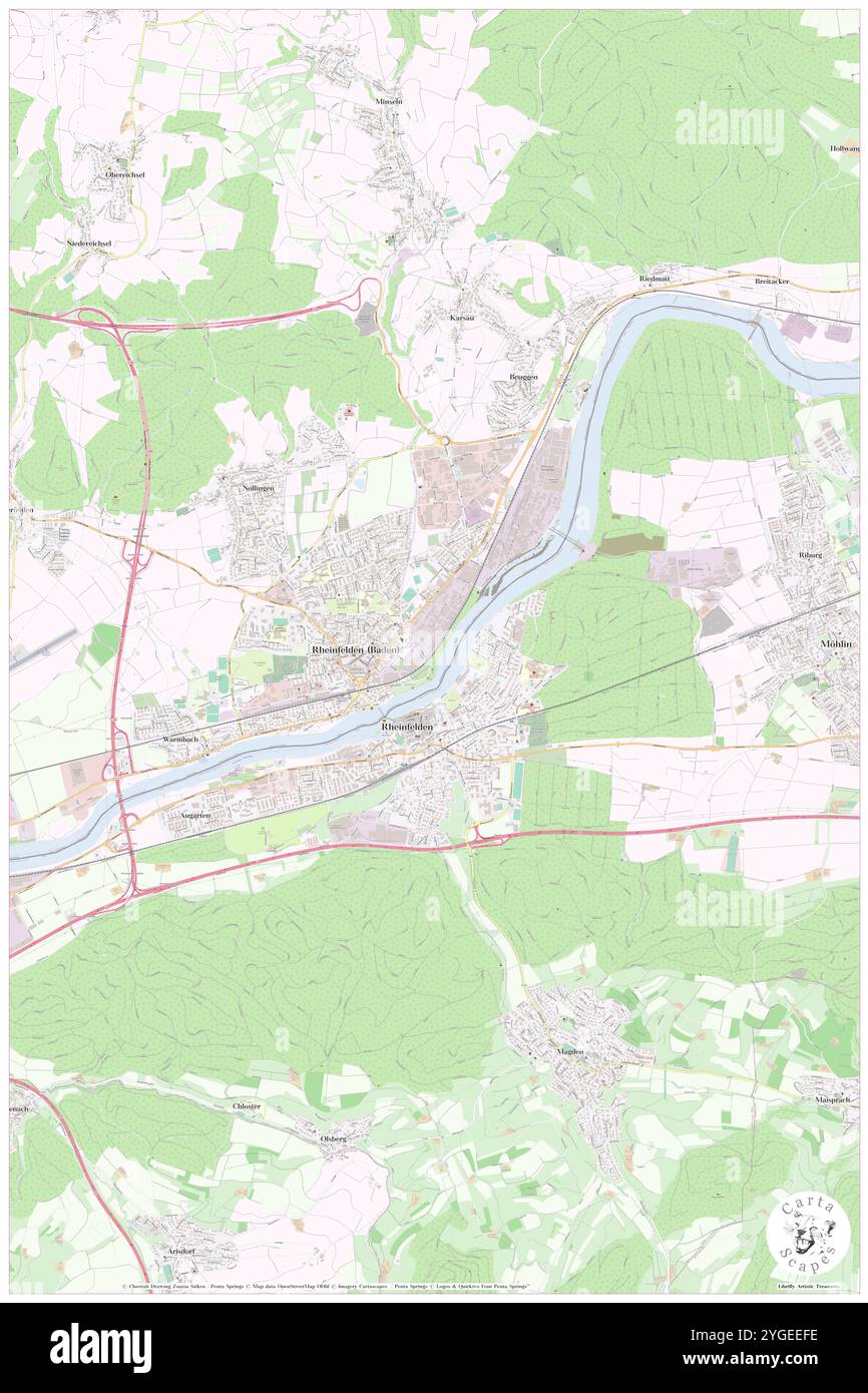 Rheinfelden, regione di Friburgo, DE, Germania, Baden-Wurttemberg, N 47 33' 36'', N 7 47' 13'', MAP, Cartascapes Map pubblicata nel 2024. Esplora Cartascapes, una mappa che rivela i diversi paesaggi, culture ed ecosistemi della Terra. Viaggia attraverso il tempo e lo spazio, scoprendo l'interconnessione del passato, del presente e del futuro del nostro pianeta. Foto Stock