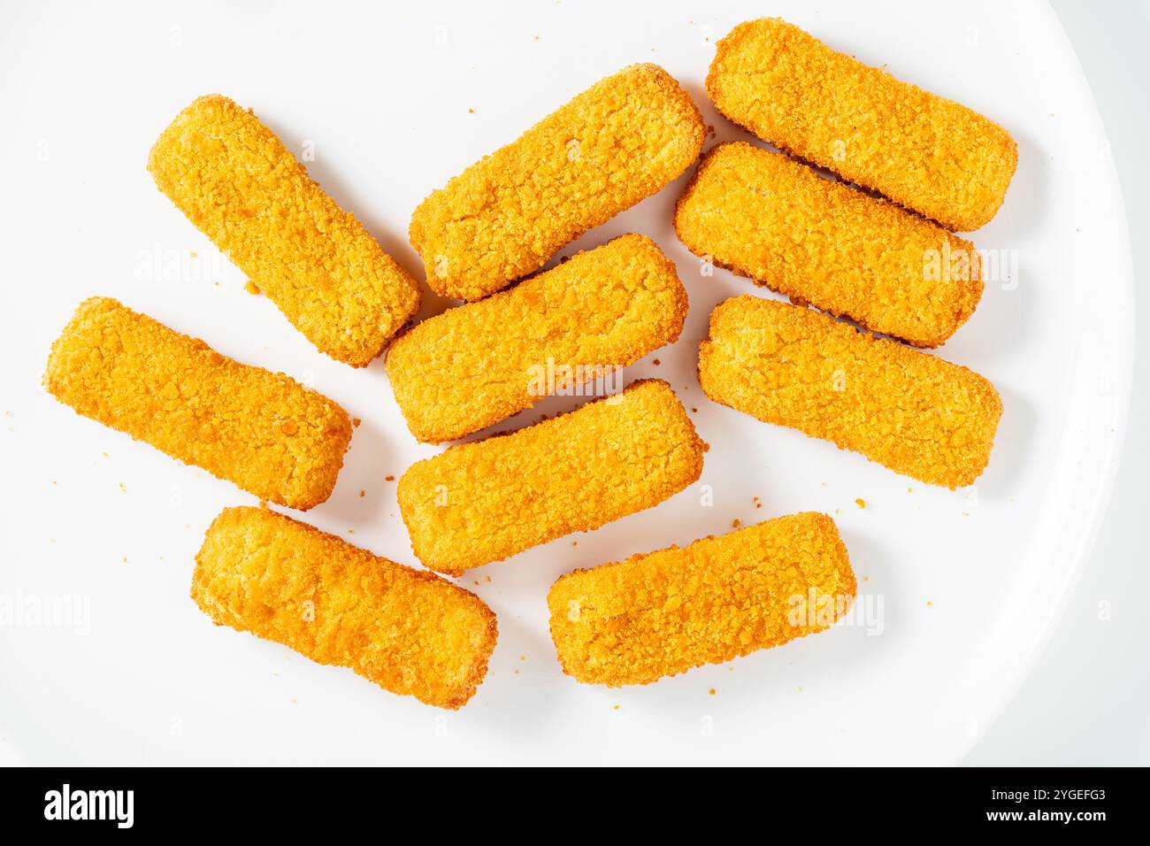 pepite di pesce su cibo bianco, veloce e sano Foto Stock