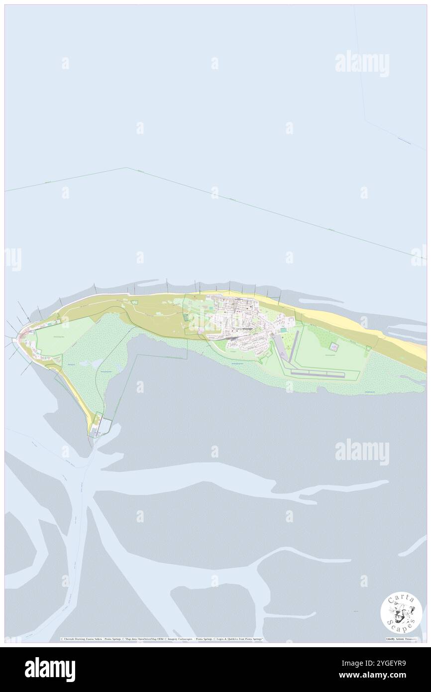 Insel Wangerooge, DE, Germania, bassa Sassonia, N 53 47' 23'', N 7 53' 42'', MAP, Cartascapes Map pubblicata nel 2024. Esplora Cartascapes, una mappa che rivela i diversi paesaggi, culture ed ecosistemi della Terra. Viaggia attraverso il tempo e lo spazio, scoprendo l'interconnessione del passato, del presente e del futuro del nostro pianeta. Foto Stock