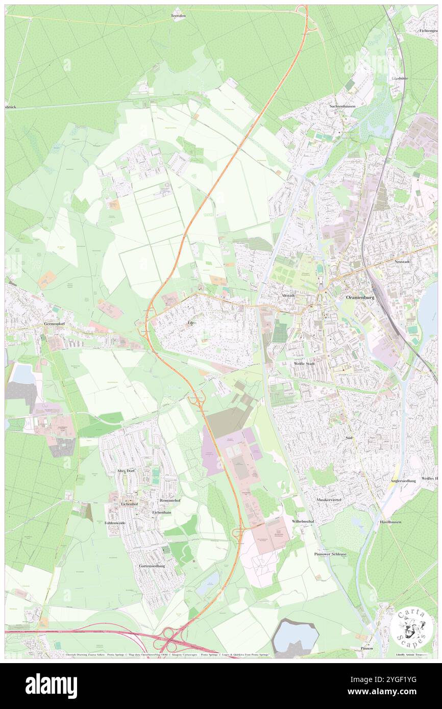 Eden, DE, Germania, Brandeburgo, N 52 44' 53'', N 13 12' 48'', mappa, Cartascapes Mappa pubblicata nel 2024. Esplora Cartascapes, una mappa che rivela i diversi paesaggi, culture ed ecosistemi della Terra. Viaggia attraverso il tempo e lo spazio, scoprendo l'interconnessione del passato, del presente e del futuro del nostro pianeta. Foto Stock