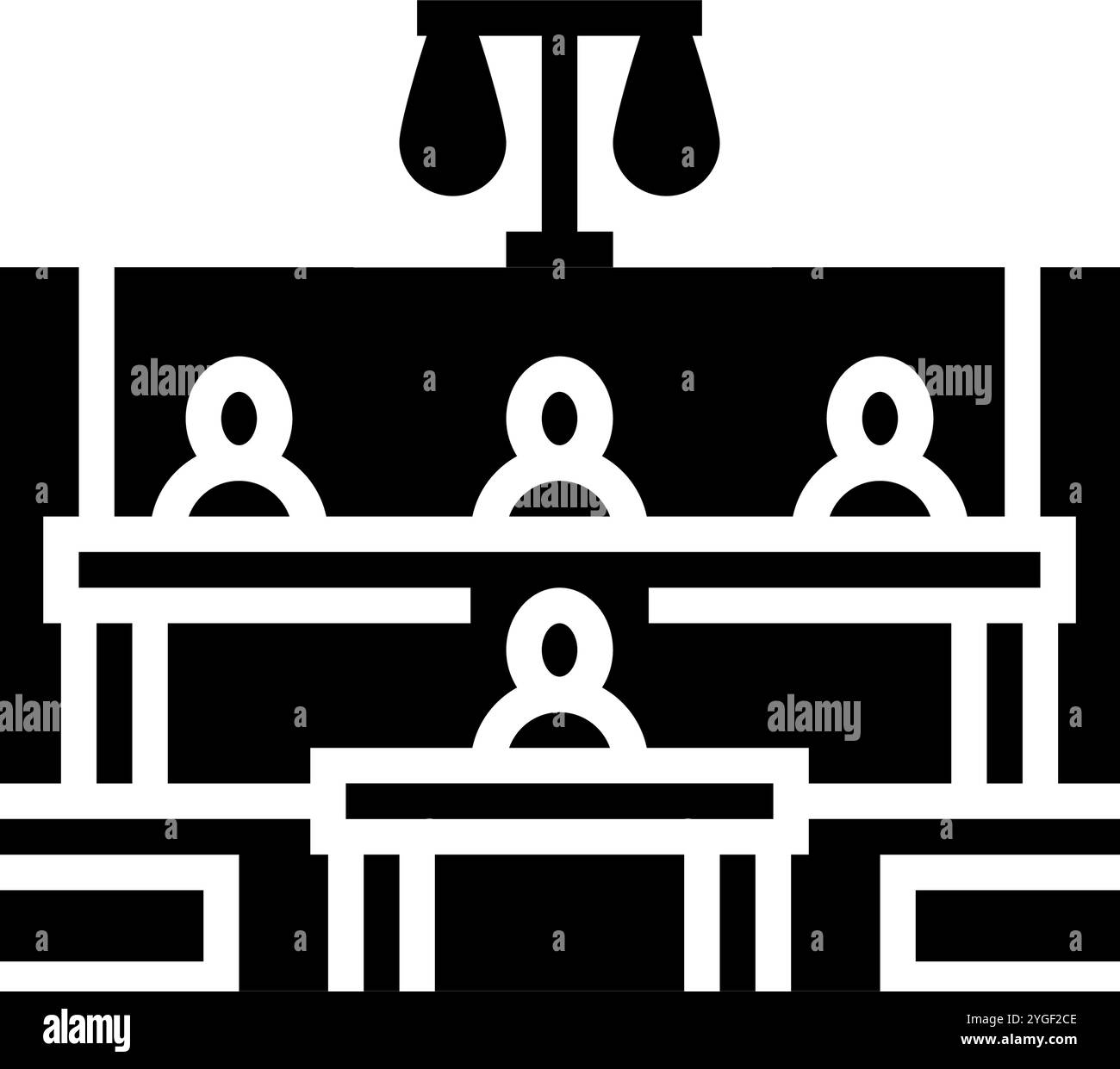 illustrazione vettoriale dell'icona del glifo del diritto societario del tribunale Illustrazione Vettoriale