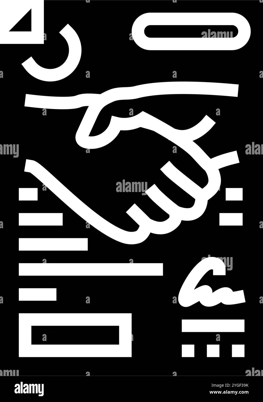 illustrazione vettoriale dell'icona glifo del diritto societario del contratto legale Illustrazione Vettoriale