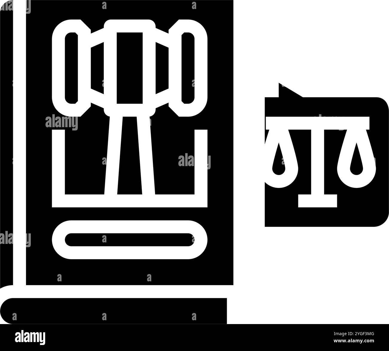 libro dell'illustrazione vettoriale dell'icona glifo del diritto aziendale Illustrazione Vettoriale