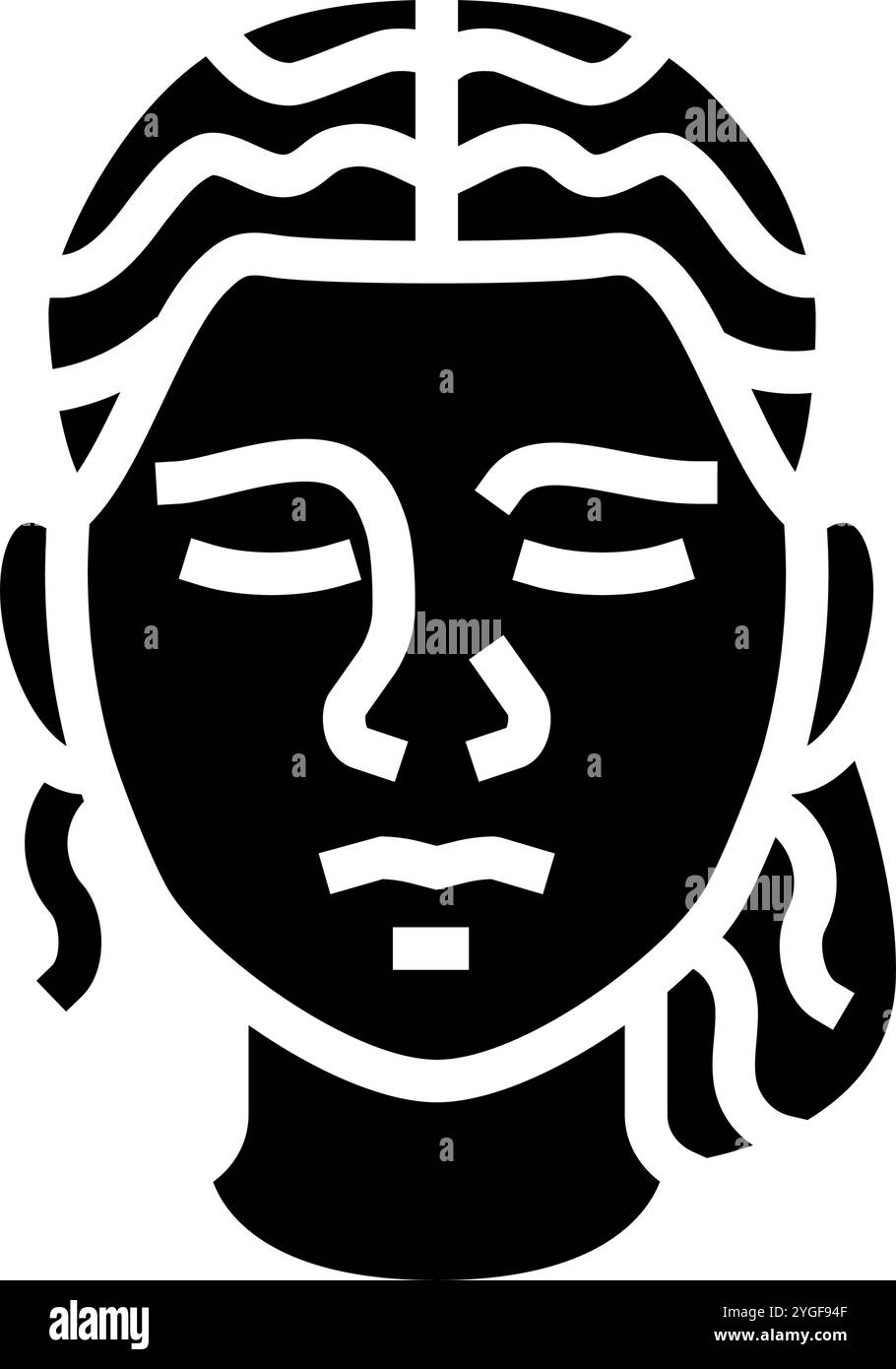 illustrazione vettoriale dell'icona del glifo dell'espressione della donna del dolore Illustrazione Vettoriale