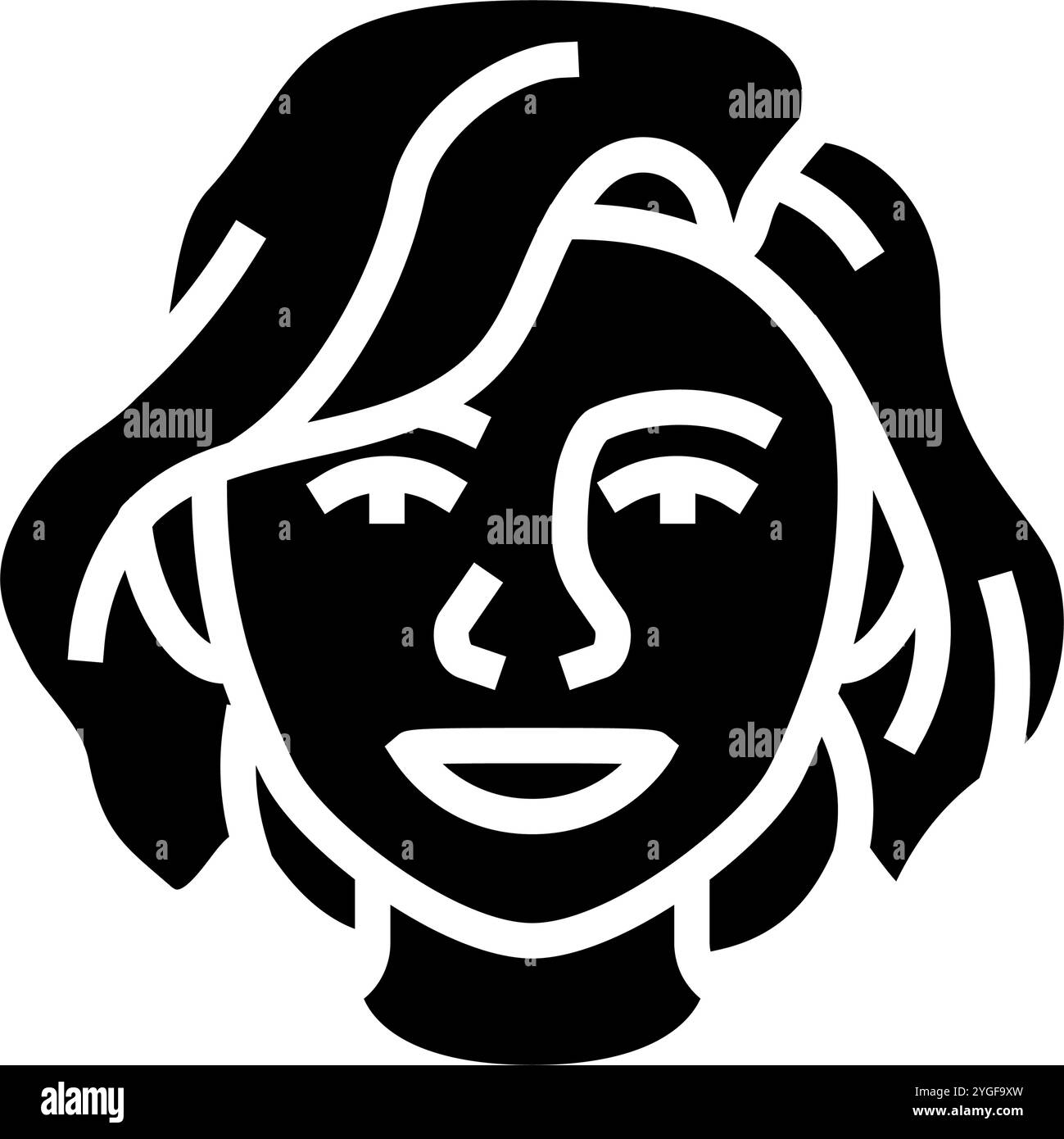 illustrazione vettoriale dell'icona del glifo di espressione di joy woman Illustrazione Vettoriale