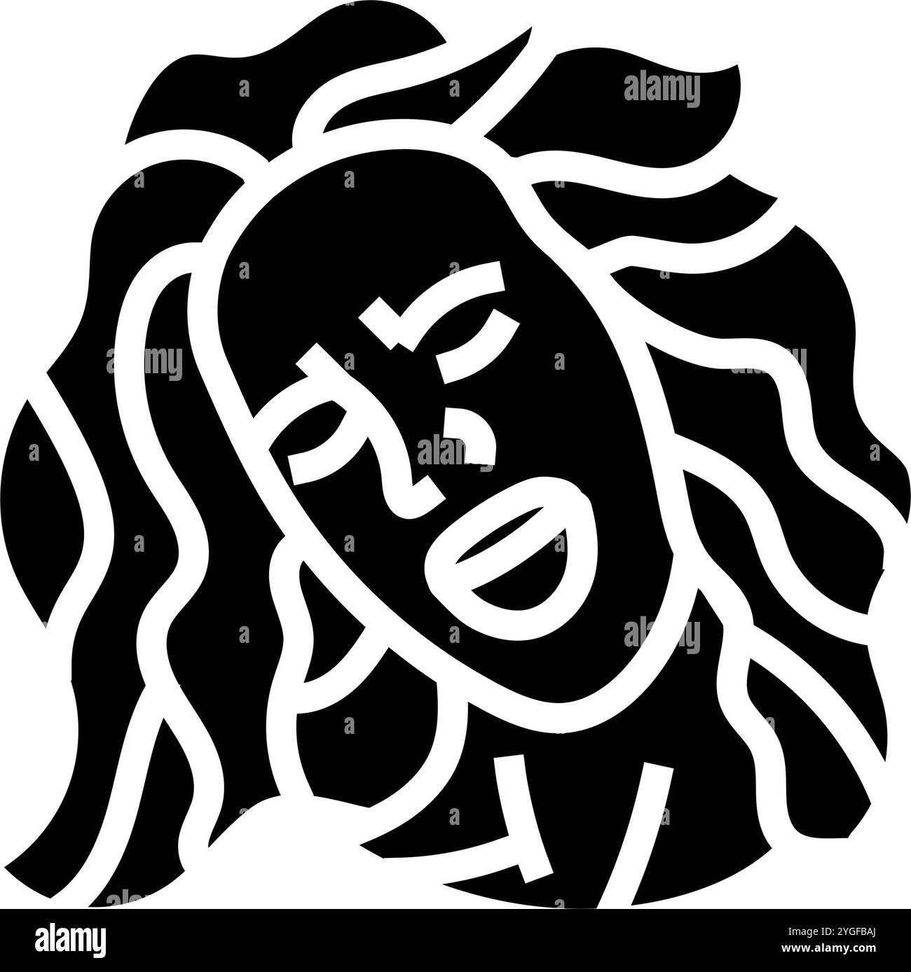 illustrazione vettoriale dell'icona del glifo dell'espressione femminile euforica Illustrazione Vettoriale