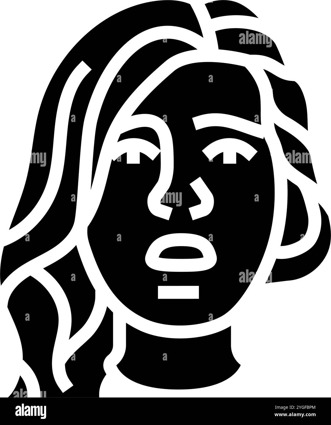 illustrazione vettoriale icona glifo espressione donna preoccupata Illustrazione Vettoriale